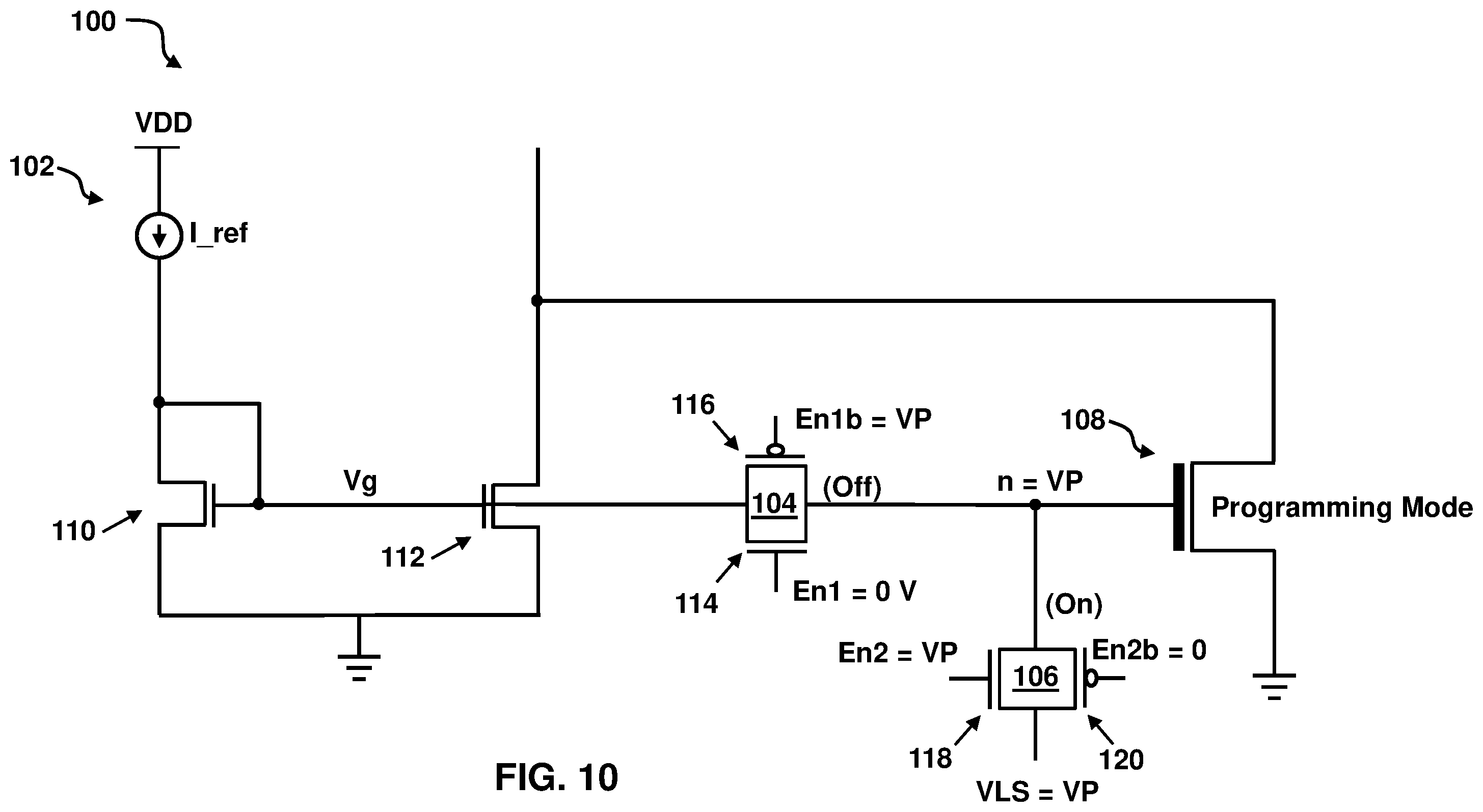 Patent US12386379 Figure 10 – Non-volatile current mirror circuit with programmable transistor