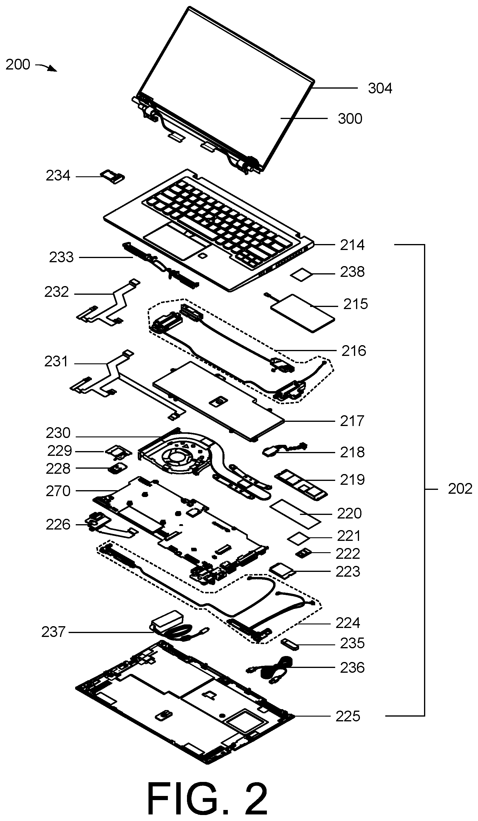 Patent US12386389 Figure 2 – Computing device and dock assembly