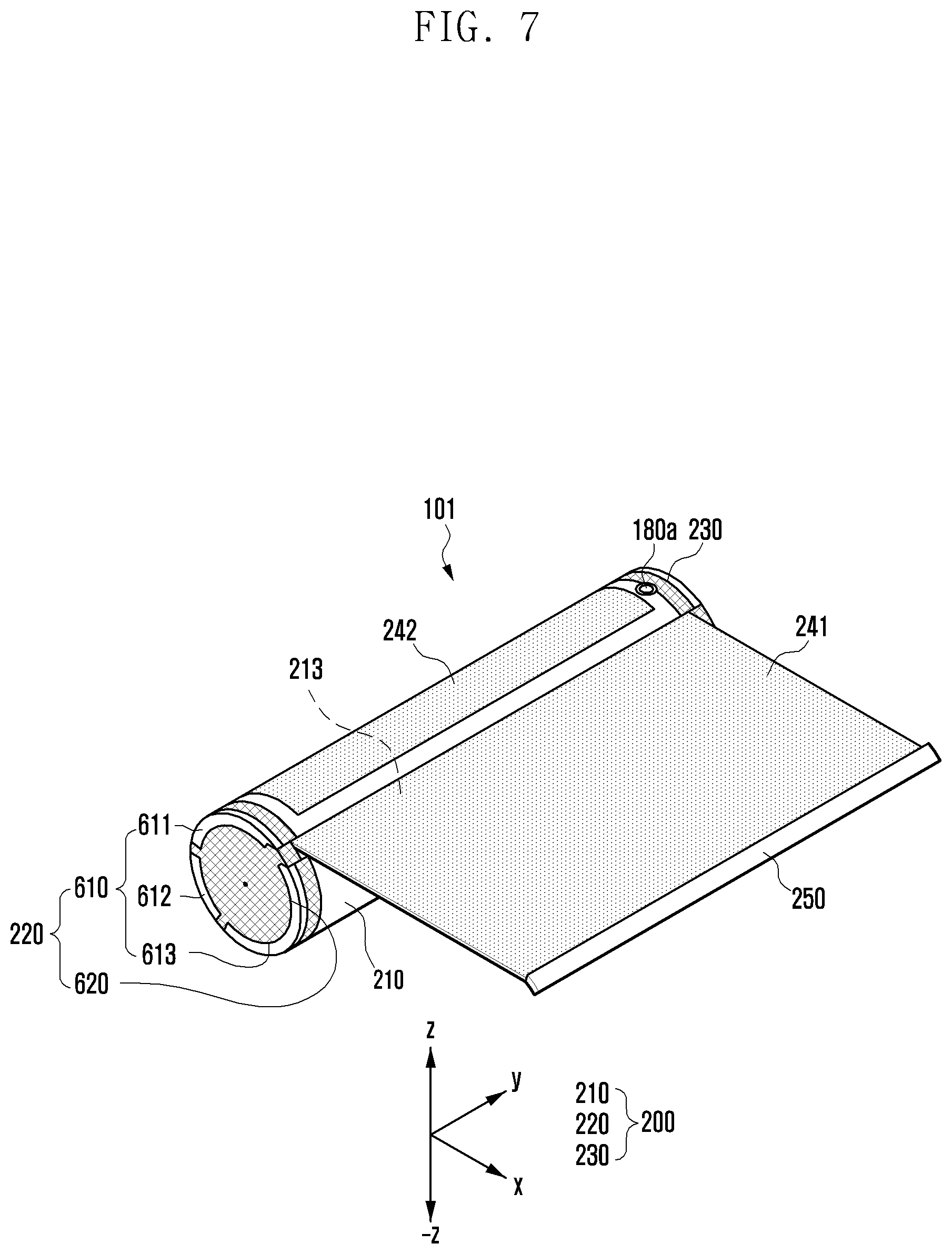Patent US12386393 Figure 7 – Electronic device comprising rollable display