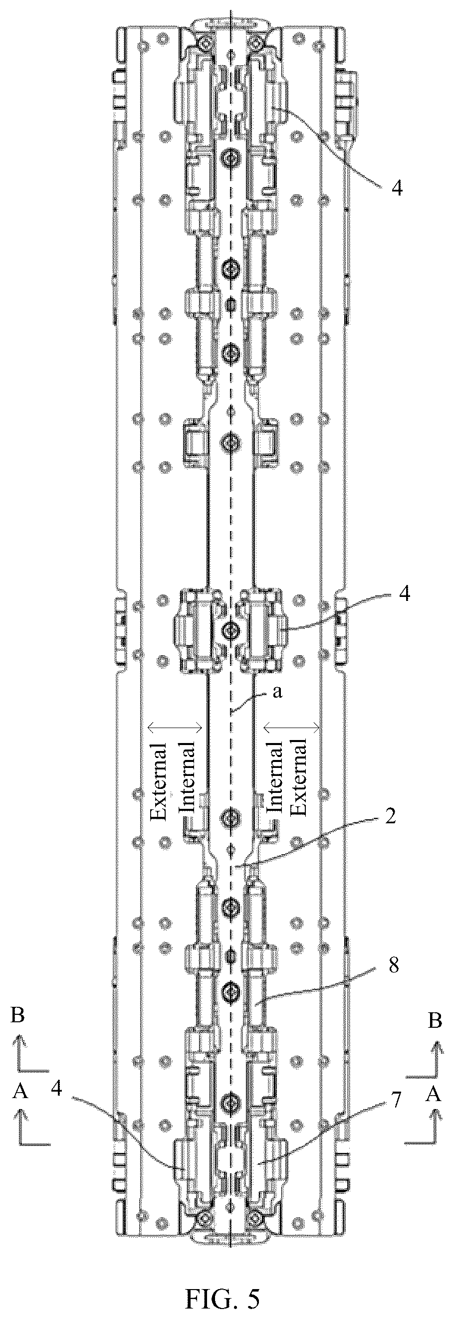 Patent US12386399 Figure 5 – Main swing arm, rotating shaft mechanism, and foldable mobile terminal