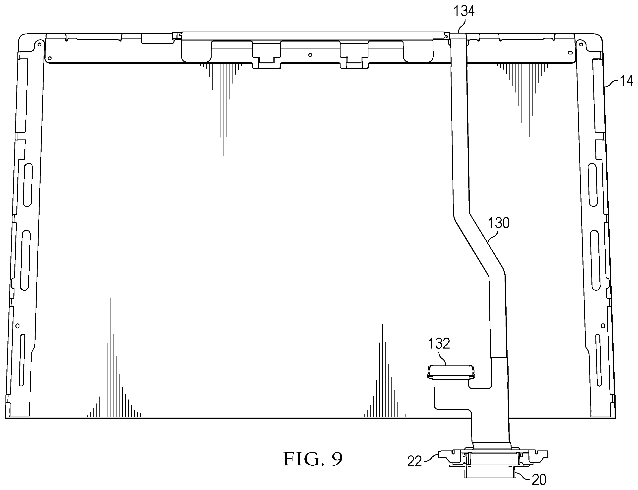 Patent US12386400 Figure 8 – Information handling system cable backplane with snap in cable retention