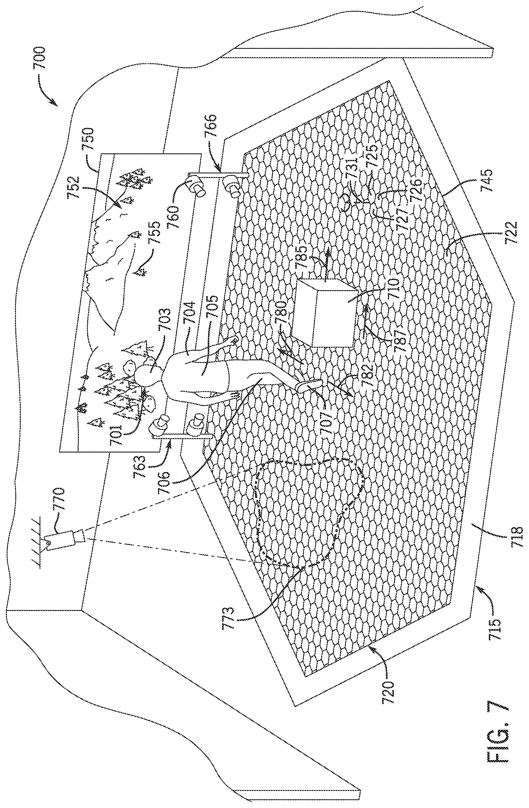 Patent US12386413 Figure 7 – Modular omnidirectional actuated floors providing an interactive user experience
