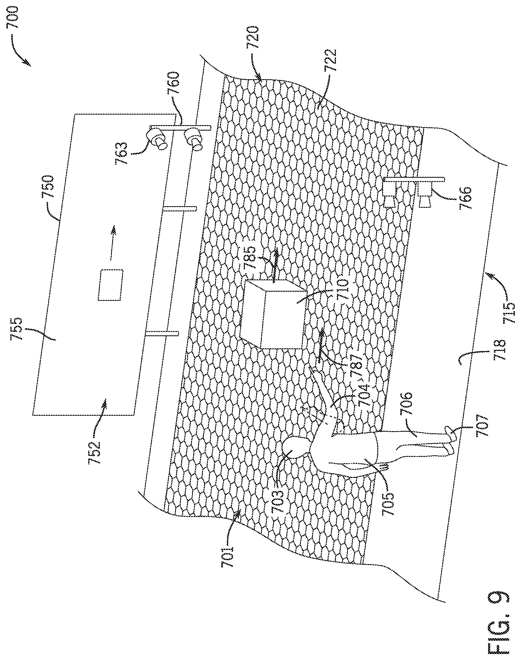 Patent US12386413 Figure 9 – Modular omnidirectional actuated floors providing an interactive user experience
