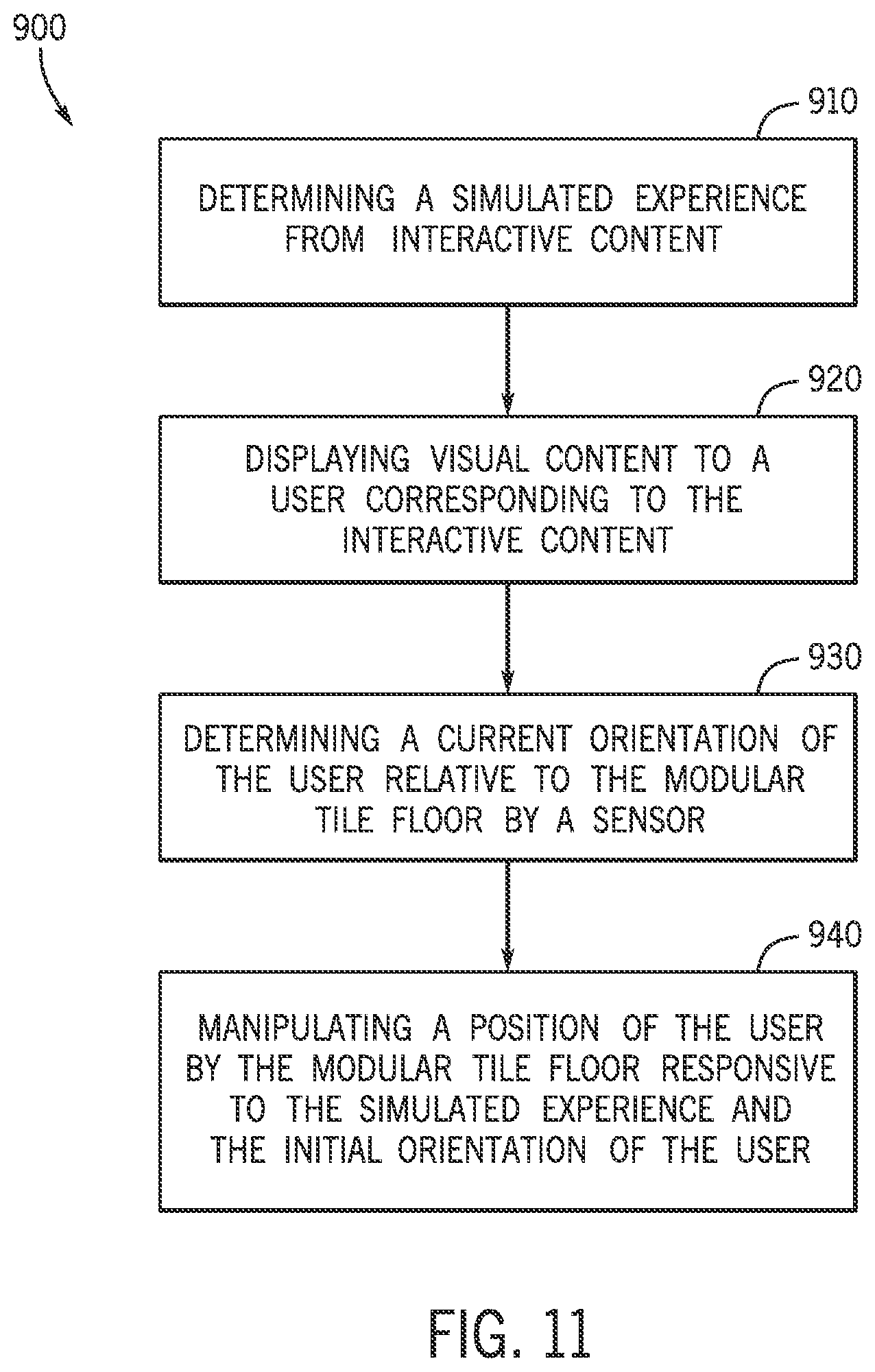 Patent US12386413 Figure 11 – Modular omnidirectional actuated floors providing an interactive user experience
