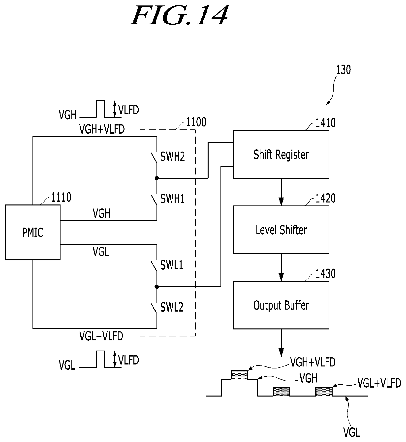 Patent US12386450 Figure 14 – Touch display device, method for driving the same, driving circuit, data-driving circuit, and gate-driving circuit
