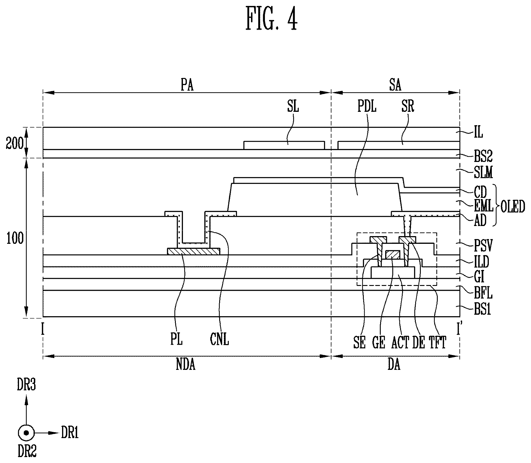 Patent US12386470 Figure 4 – Touch sensor and display device including the same