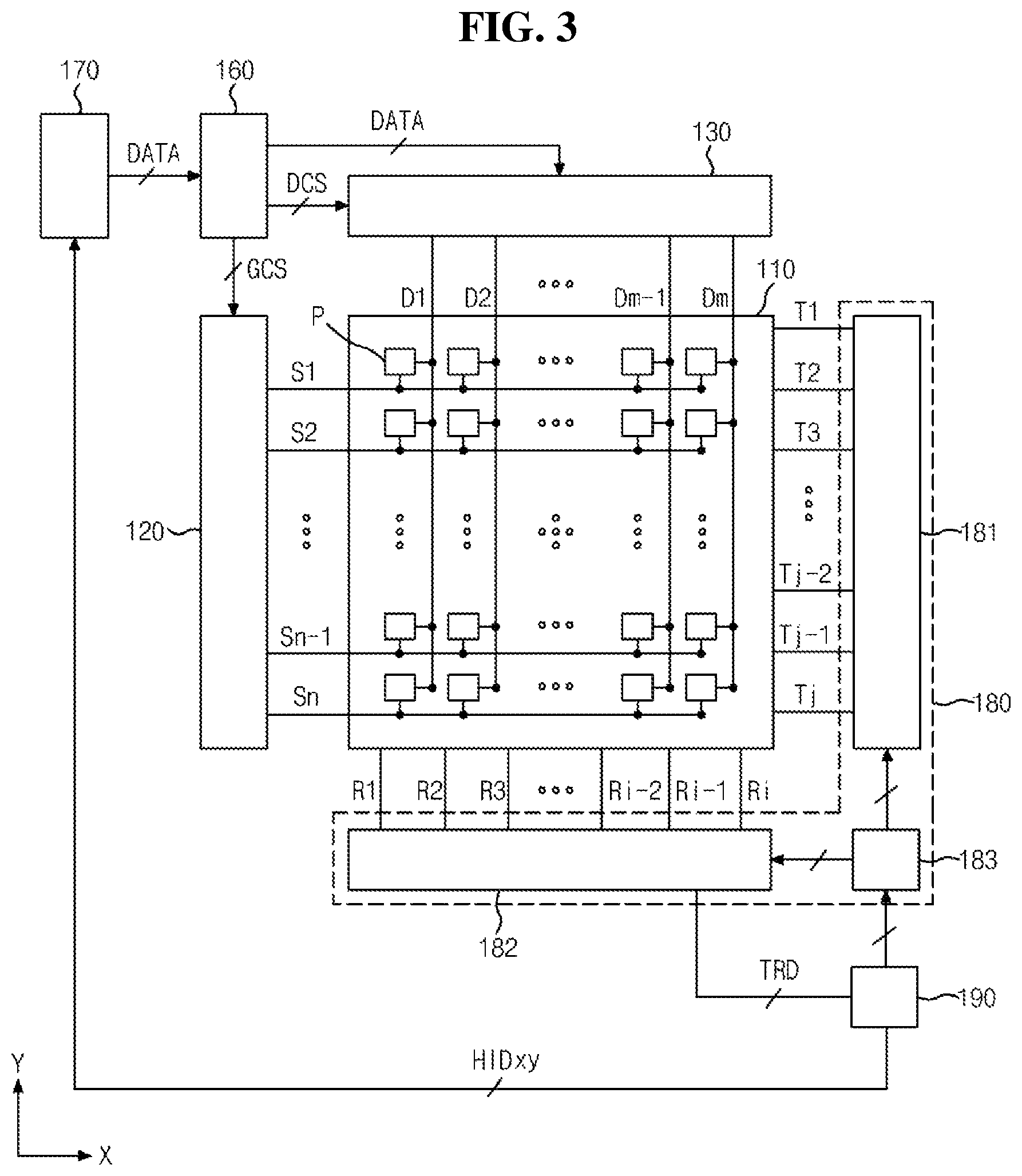 Patent US12386473 Figure 3 – Display device including a barrier layer to block light