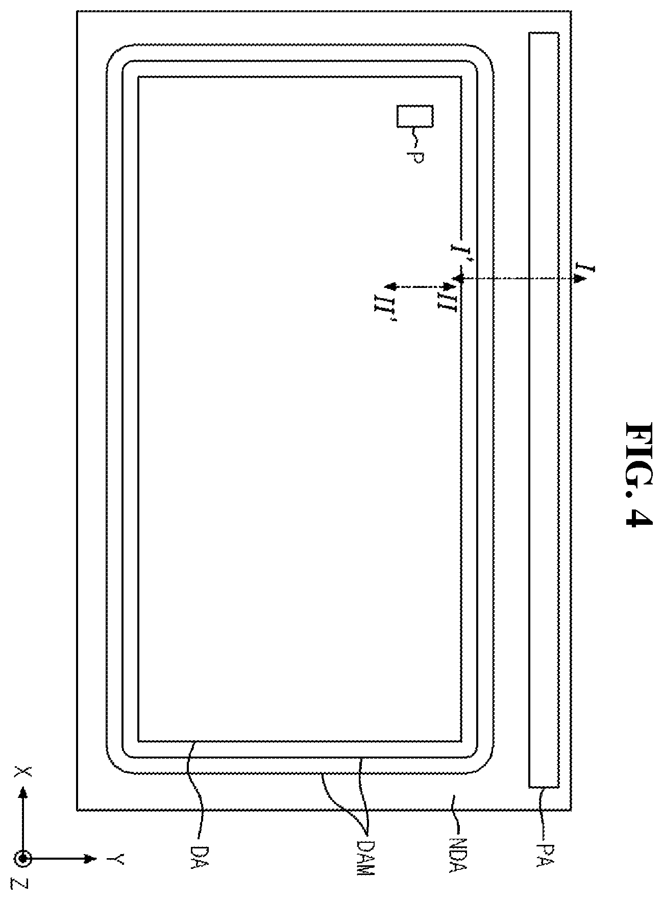 Patent US12386473 Figure 4 – Display device including a barrier layer to block light