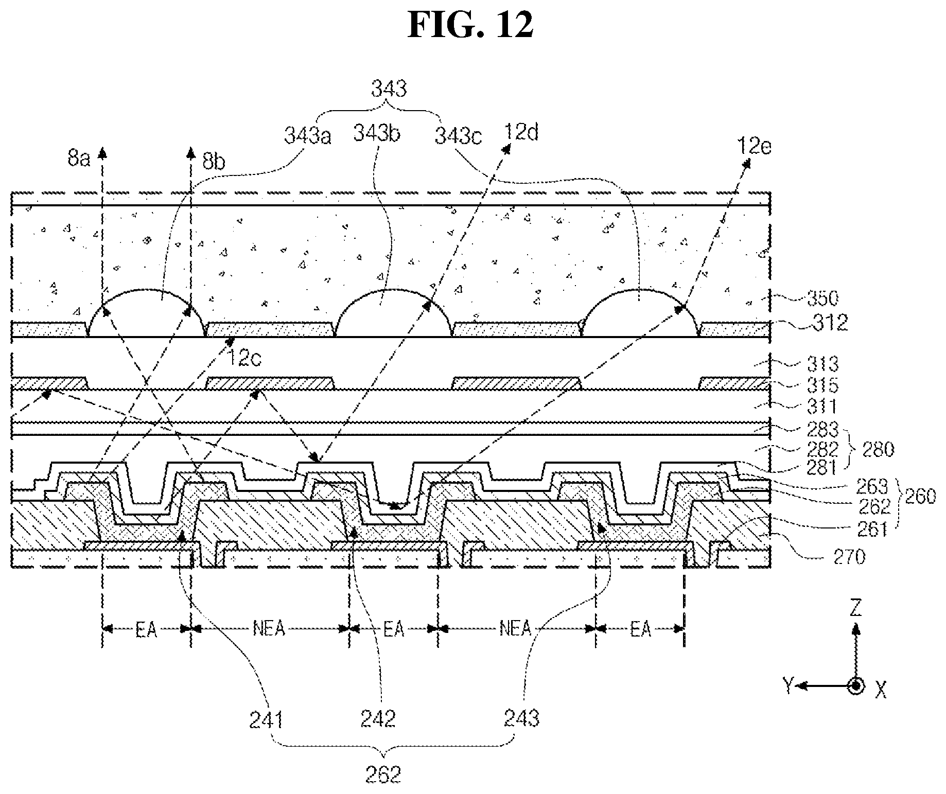 Patent US12386473 Figure 10 – Display device including a barrier layer to block light