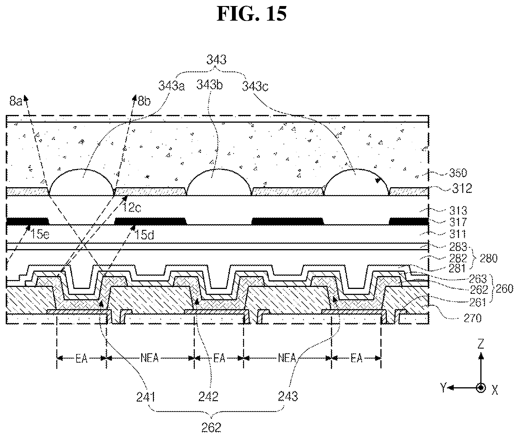 Patent US12386473 Figure 12 – Display device including a barrier layer to block light