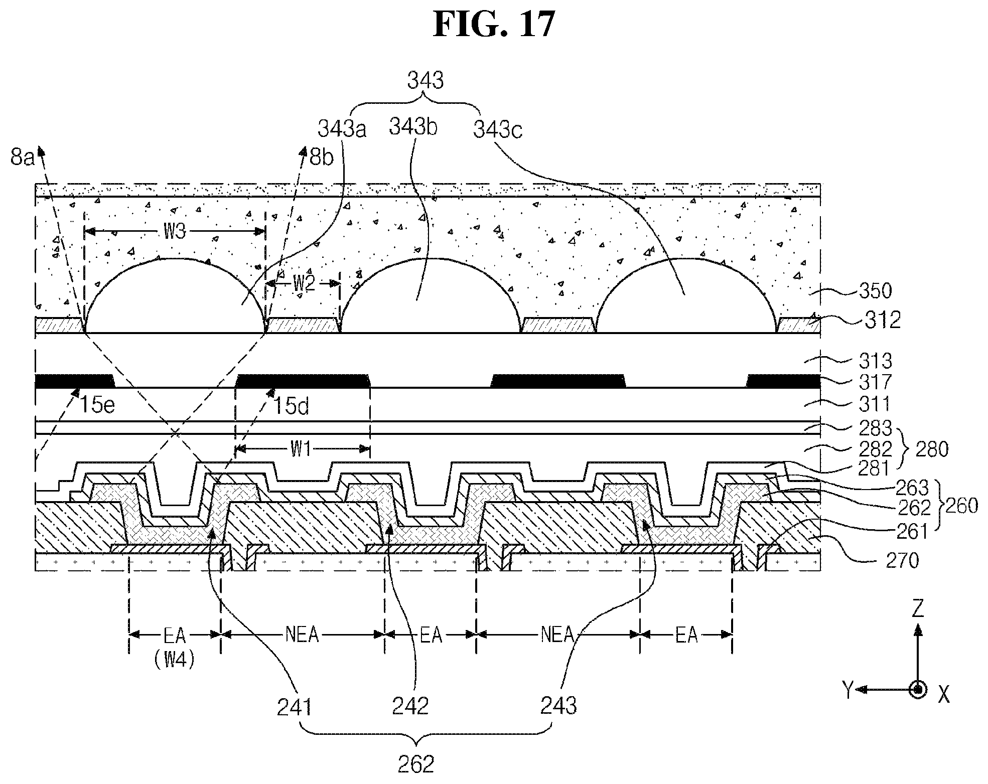 Patent US12386473 Figure 14 – Display device including a barrier layer to block light