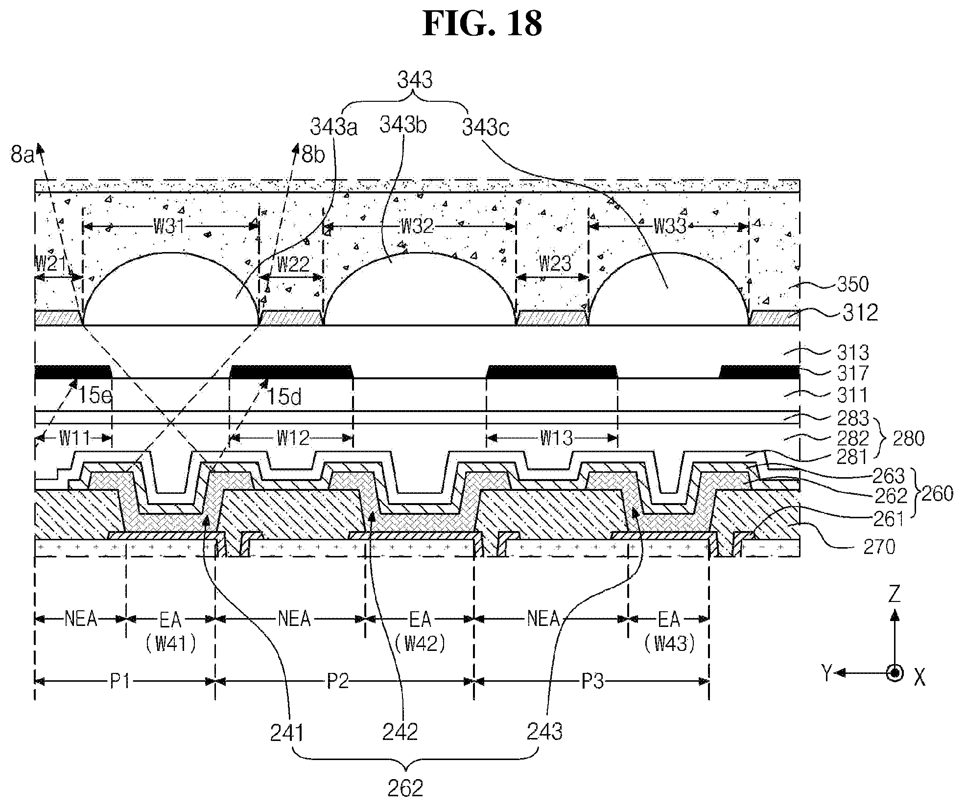 Patent US12386473 Figure 15 – Display device including a barrier layer to block light