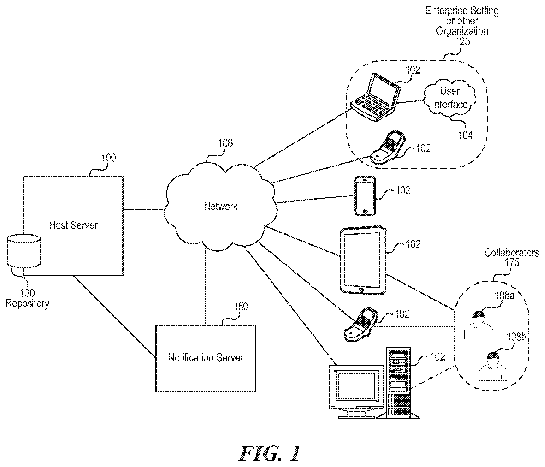 Patent US12386475 Figure 1 – System and methods for configuring event-based automation in cloud-based collaboration platforms