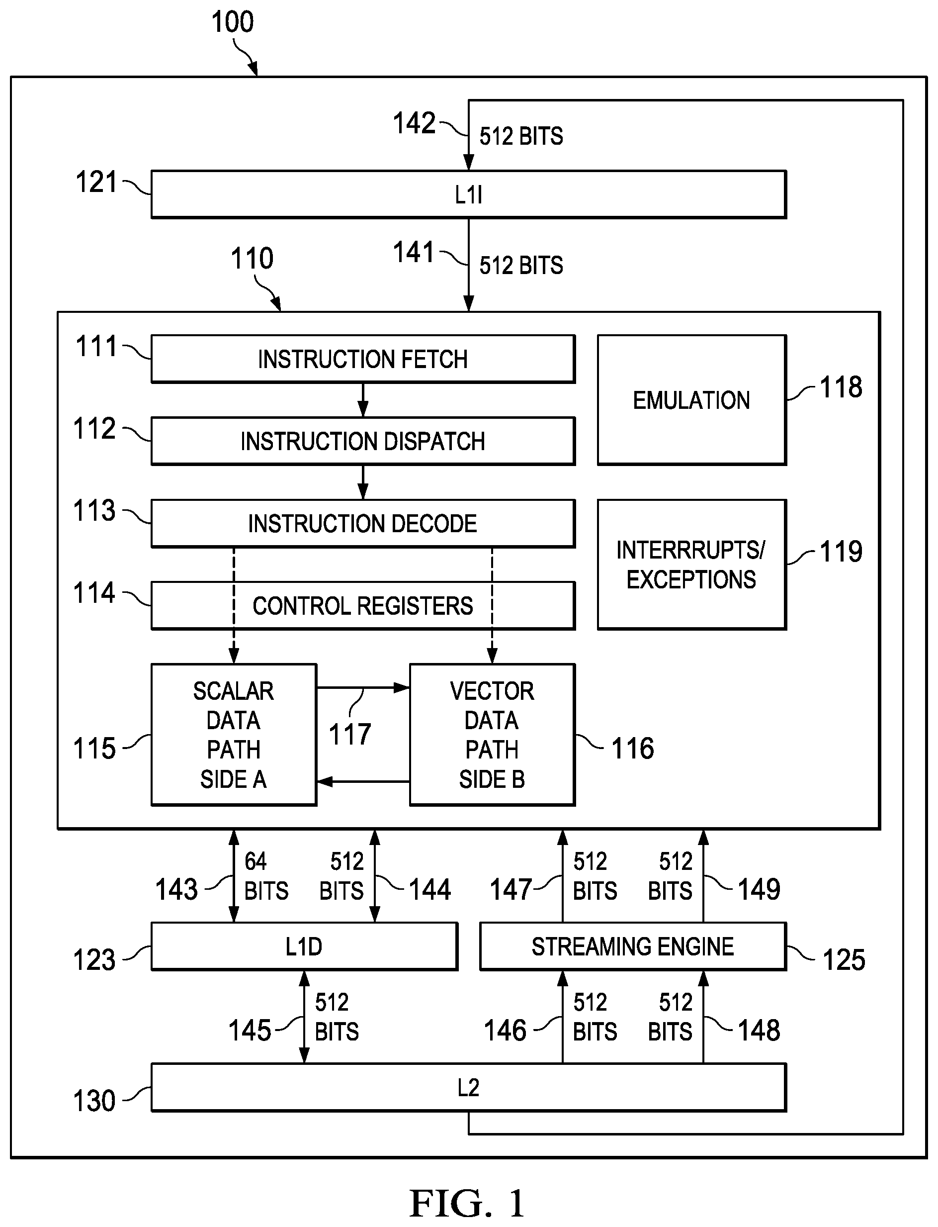 Patent US12386623 Figure 1 – Conditional execution specification of instructions using conditional extension slots in the same execute packet in a VLIW processor