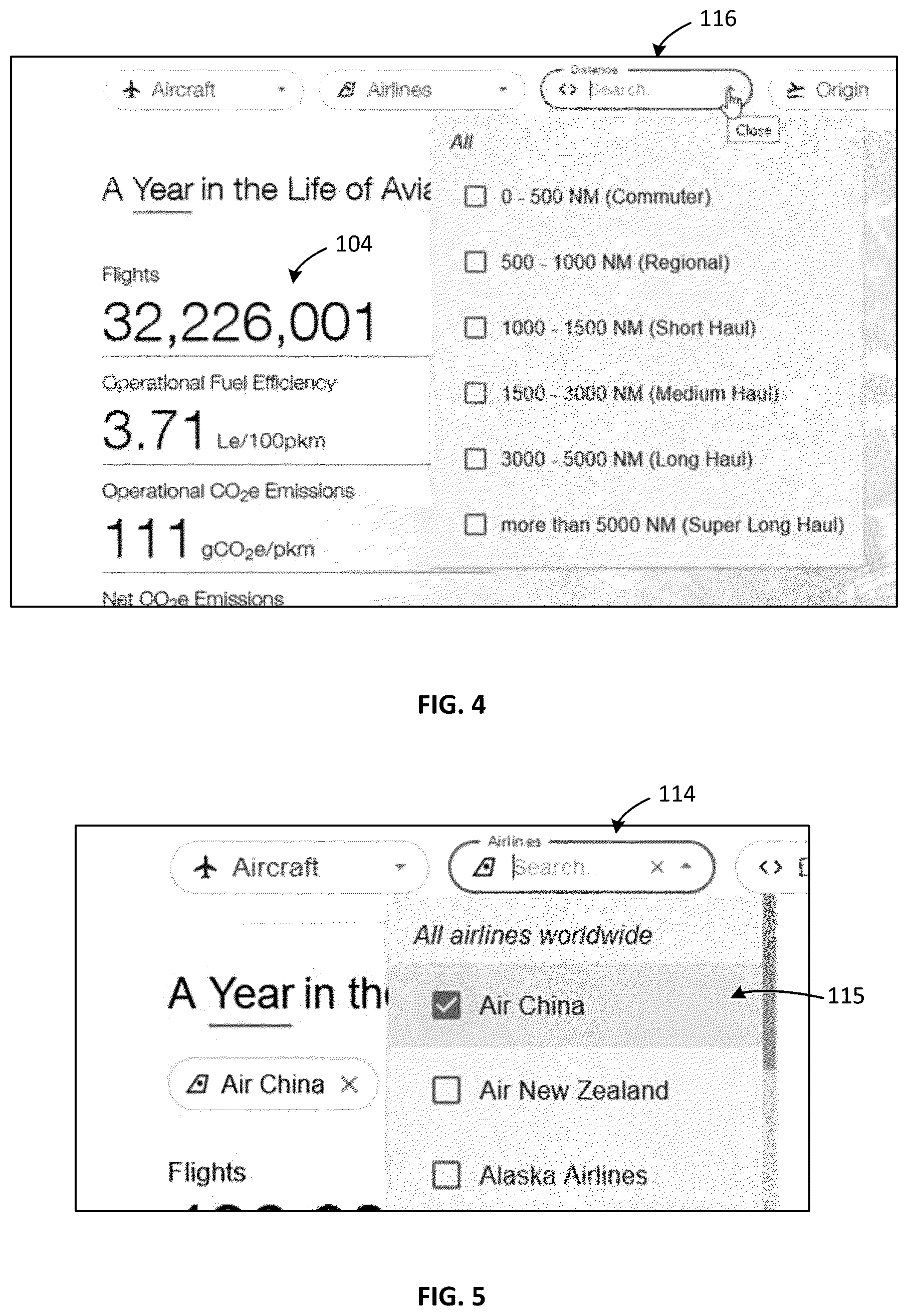Patent US12386638 Figure 3 – System and method for dynamic display of aircraft emissions data