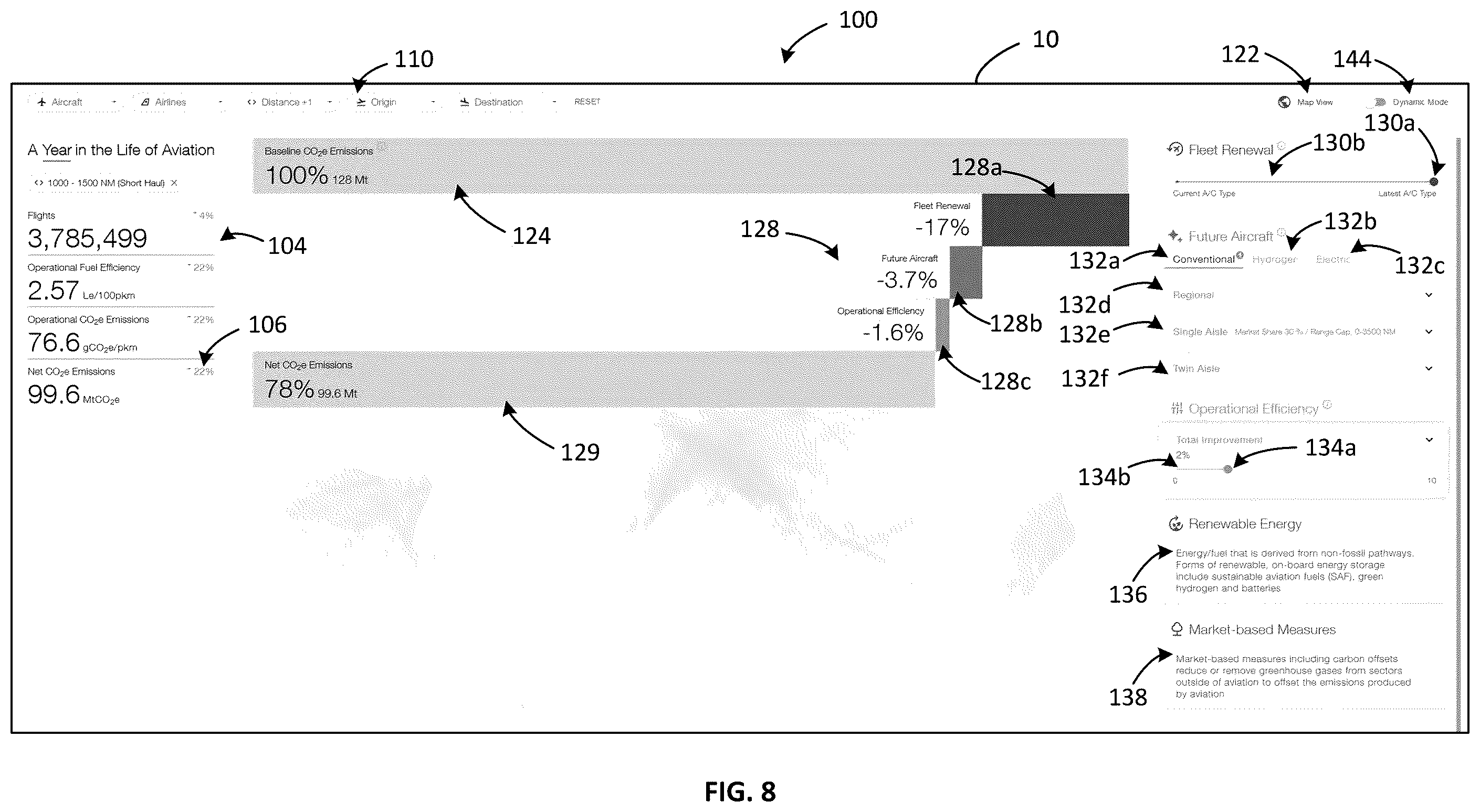 Patent US12386638 Figure 6 – System and method for dynamic display of aircraft emissions data