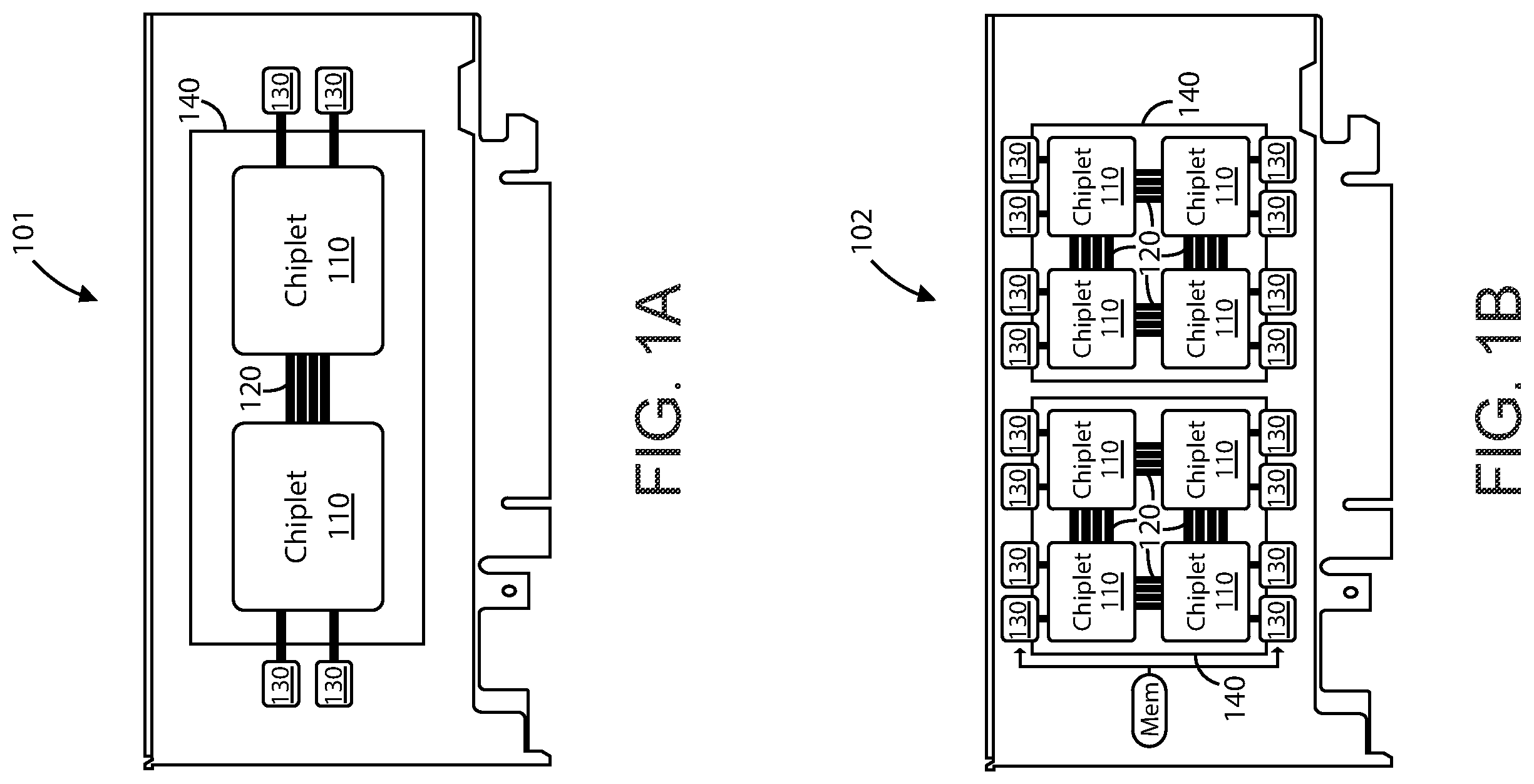 Patent US12386774 — AI accelerator apparatus using full mesh connectivity chiplet devices for transformer workloads — Figure 1