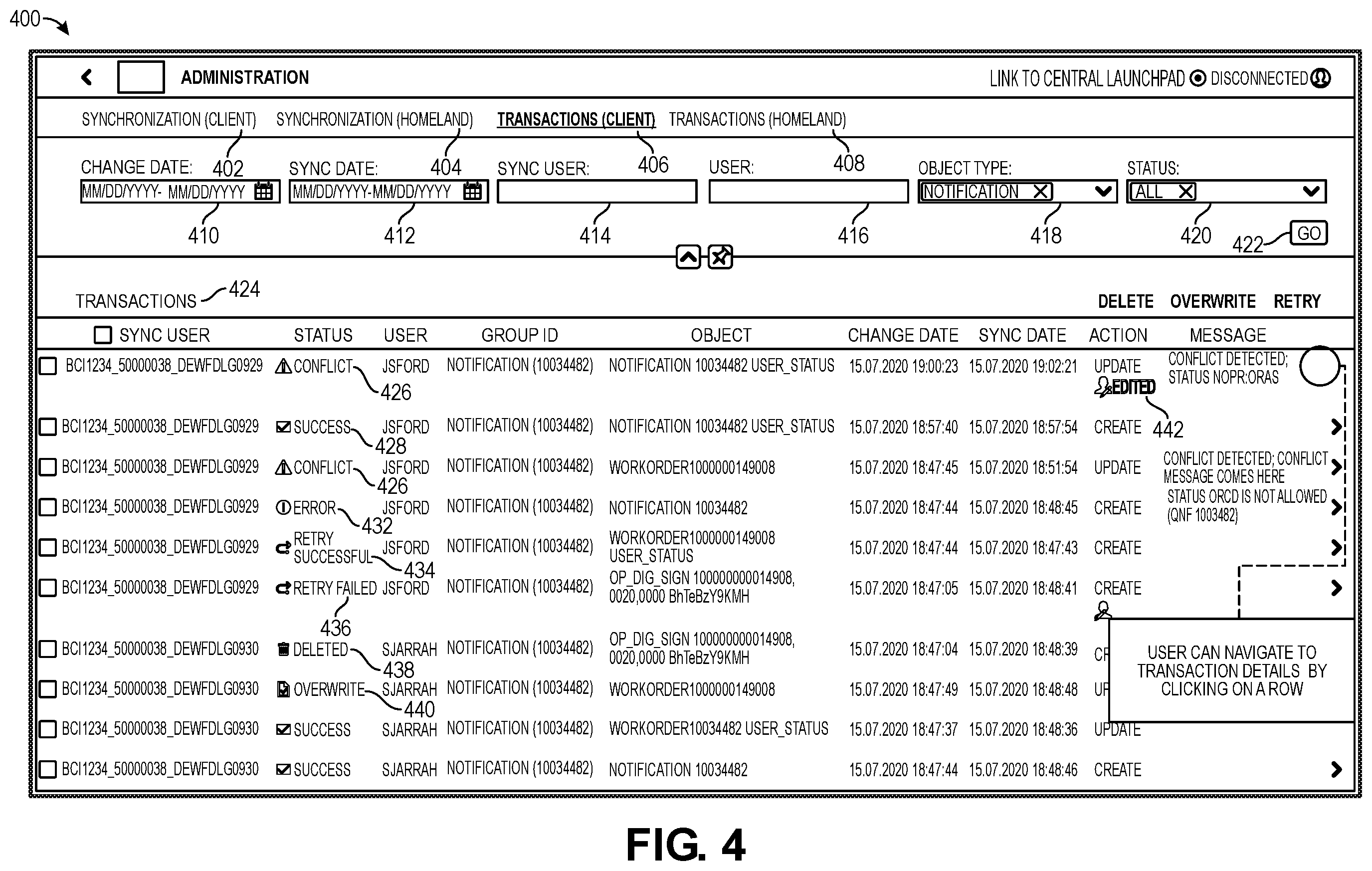 Patent US12386814 Figure 4 – Data conflict resolution in periodically offline systems