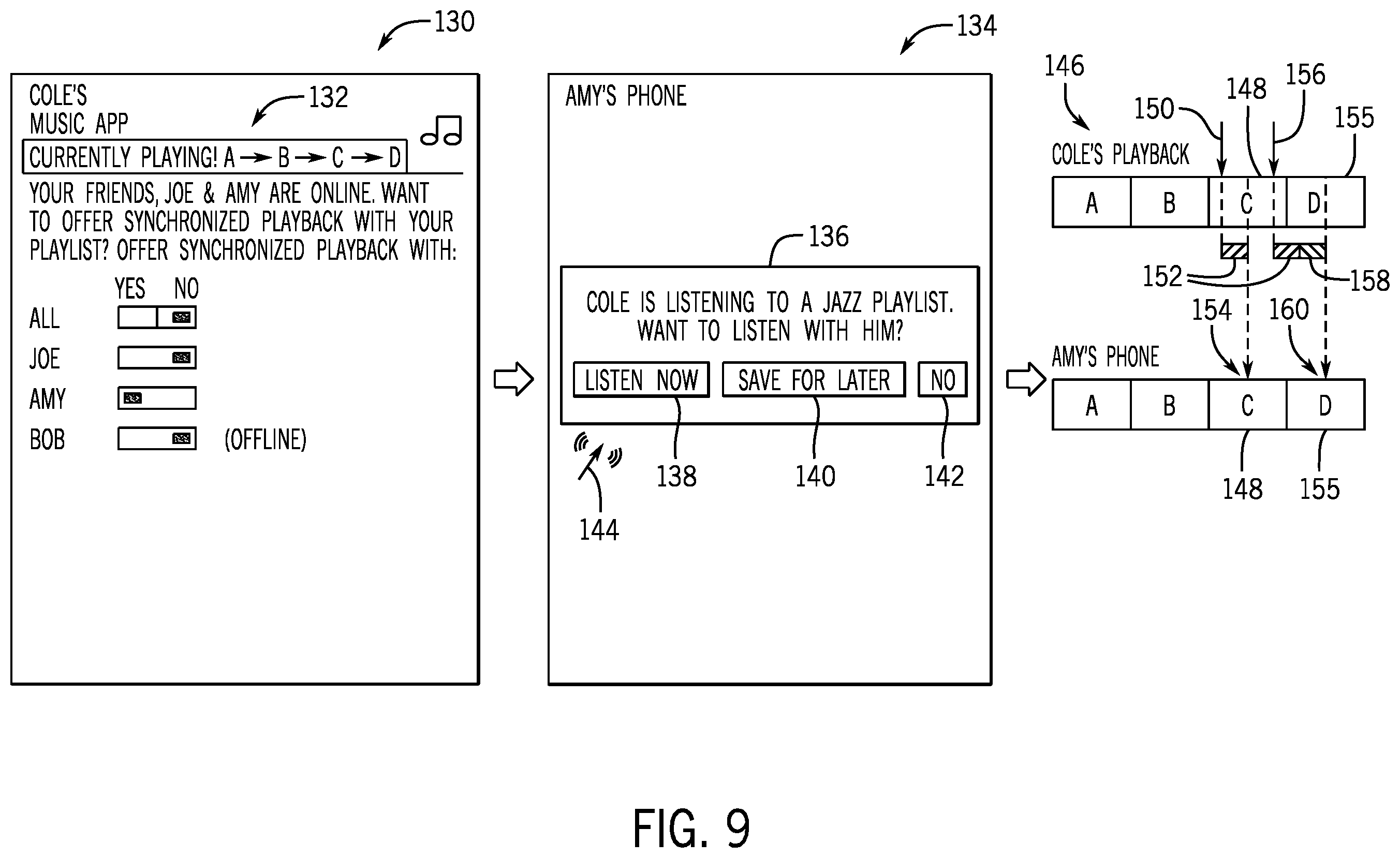 Patent US12386881 Figure 6 – Synchronized shared playlists