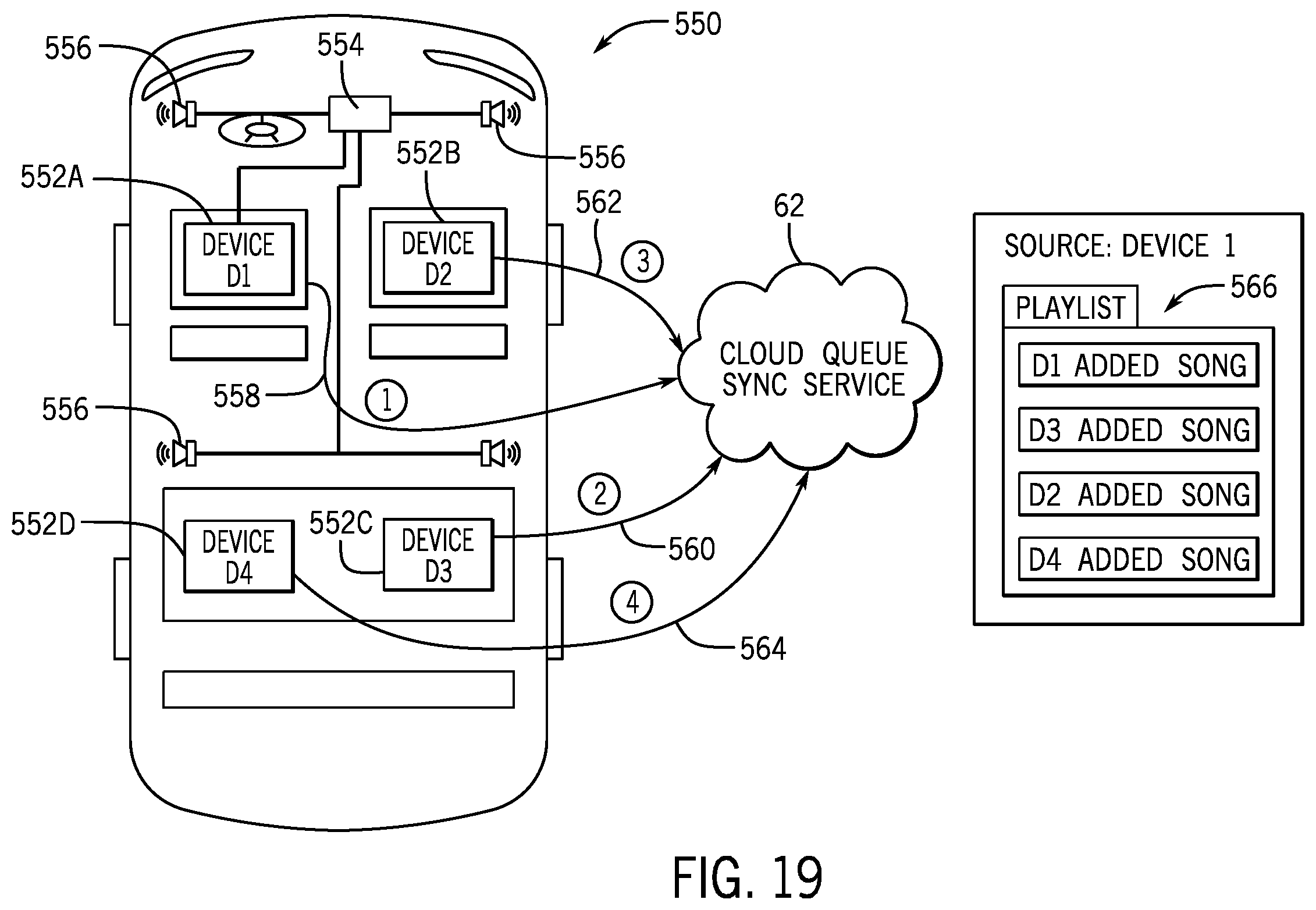 Patent US12386881 Figure 16 – Synchronized shared playlists
