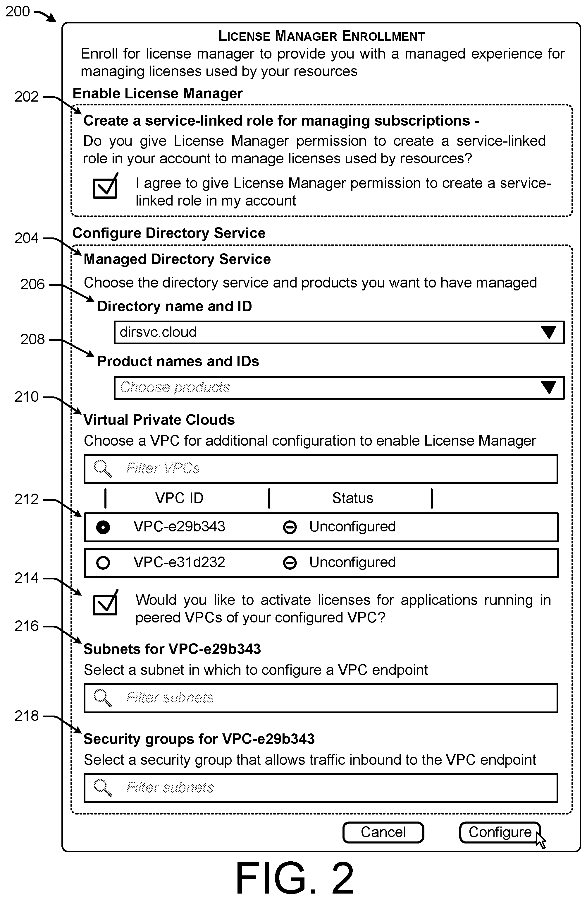 Patent US12386923 Figure 2 – Managed activation of licensed software for resources in peered networks