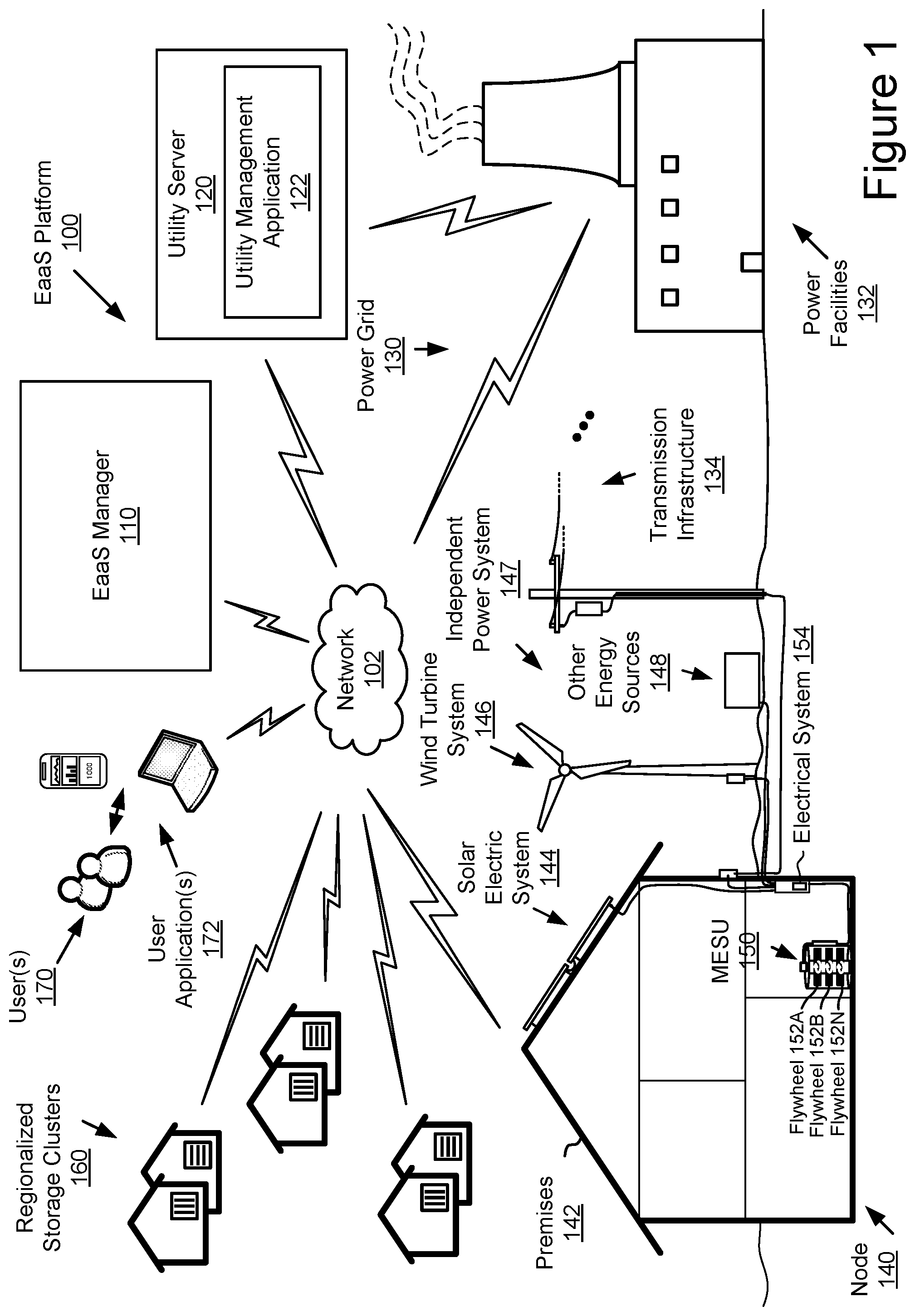 Patent US12395010 Figure 1 – Mechanical-energy storage unit