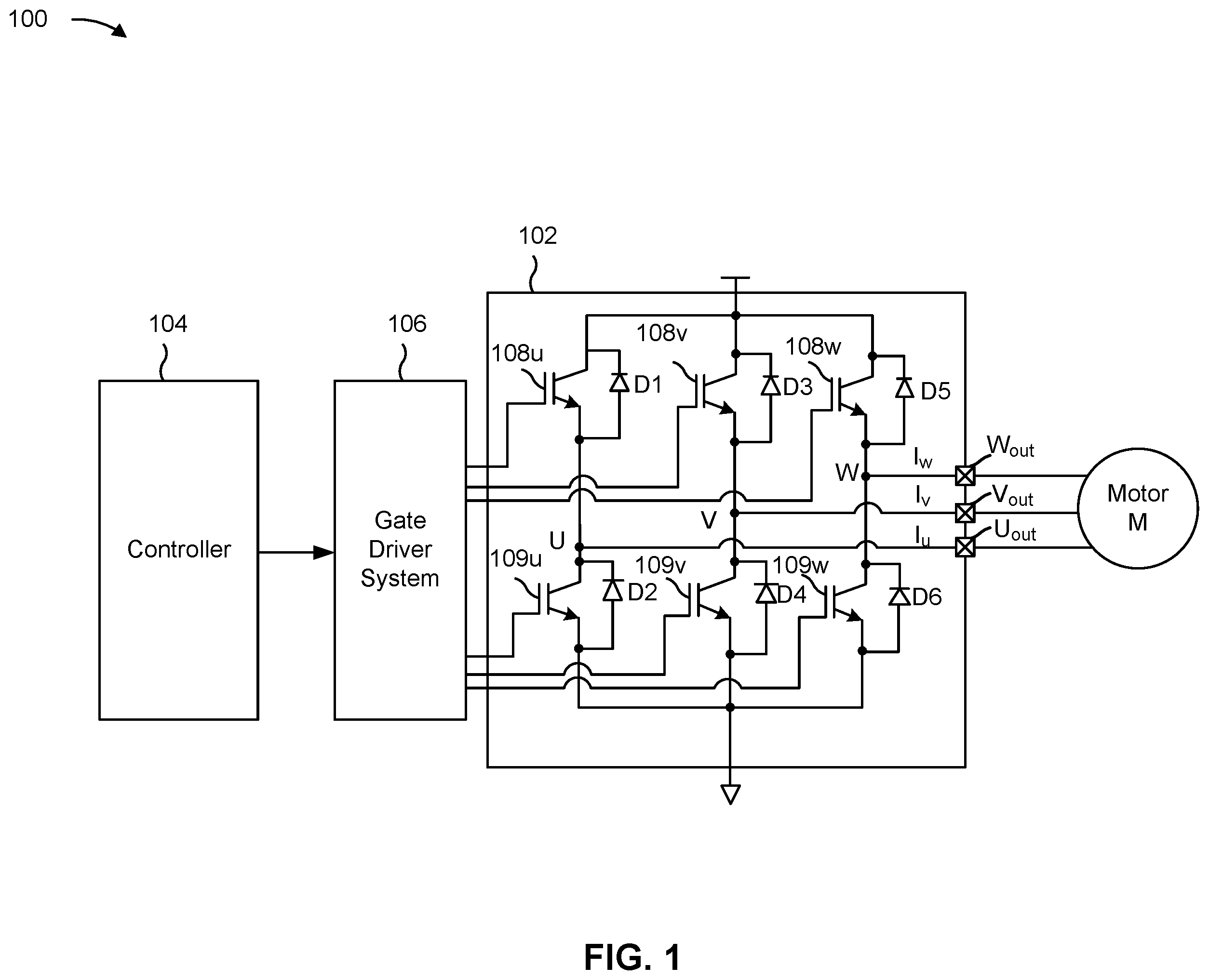 Patent US12395070 Figure 1 – Gate driver with self-adjusted adaptive dead time