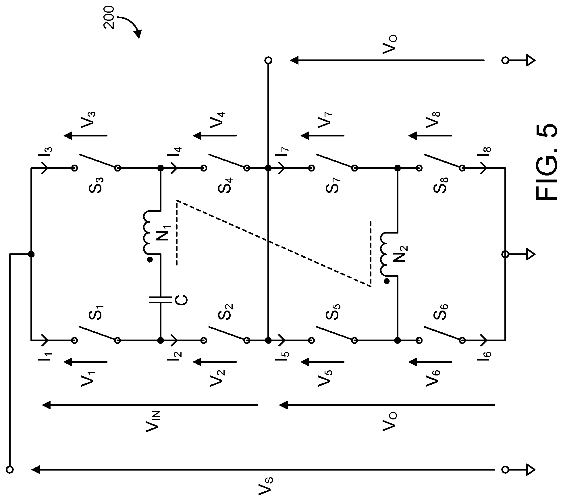 Patent US12395087 Figure 5 – Power distribution architecture with series-connected bus converter