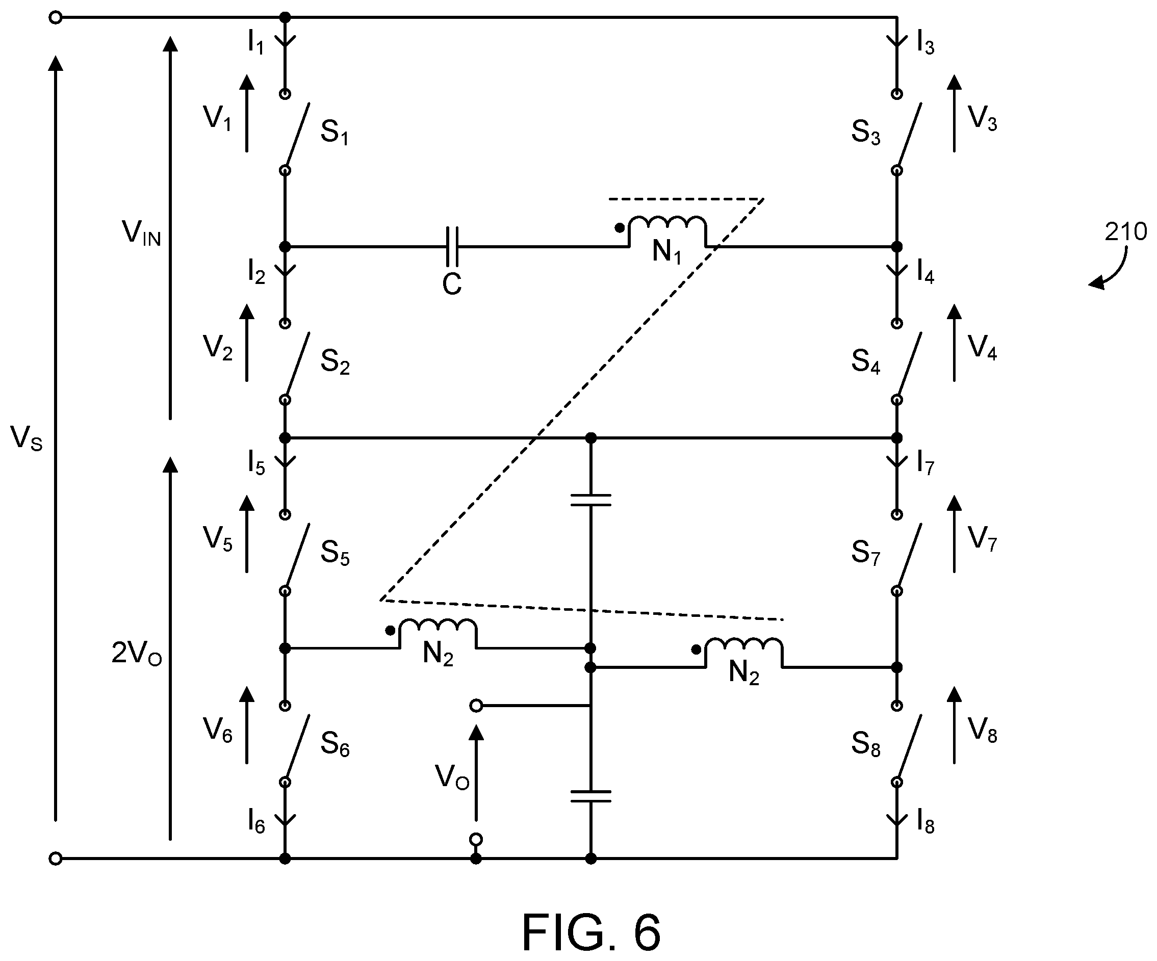 Patent US12395087 Figure 6 – Power distribution architecture with series-connected bus converter