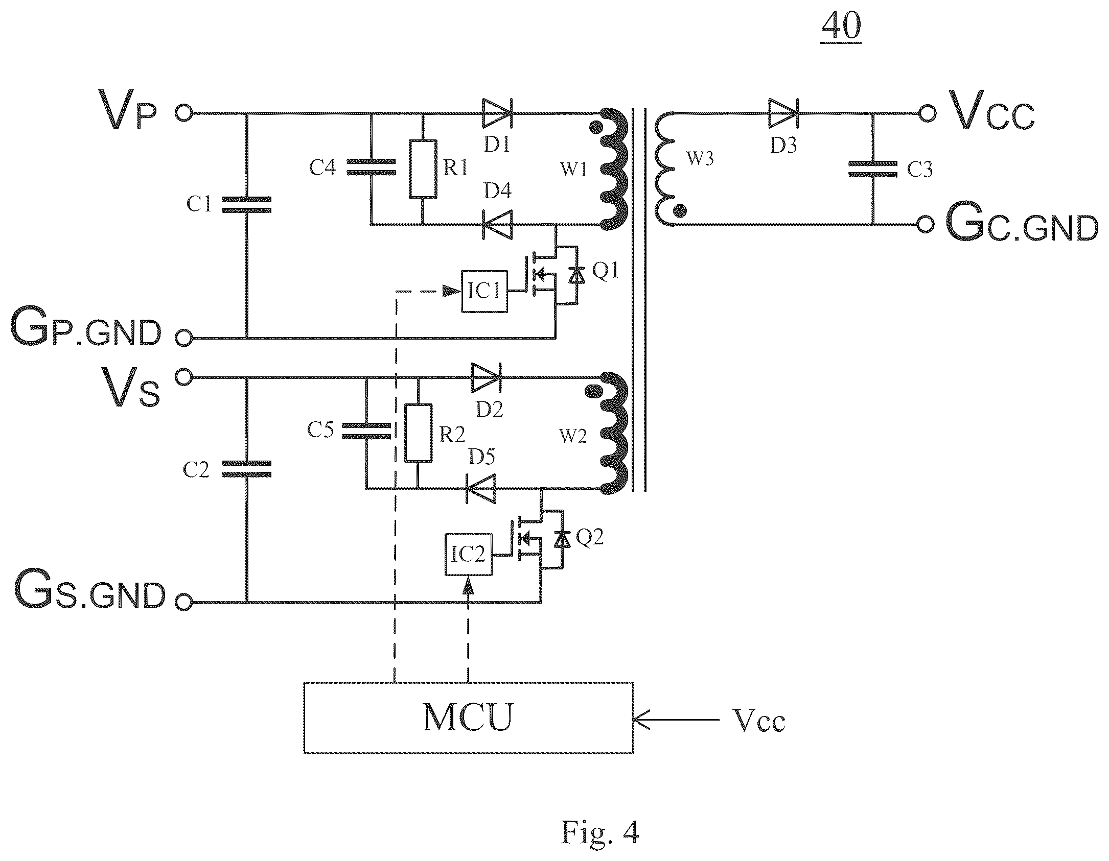 Patent US12395089 Figure 4 – Circuit for bi-directional converter, bi-directional converter and operation method thereof