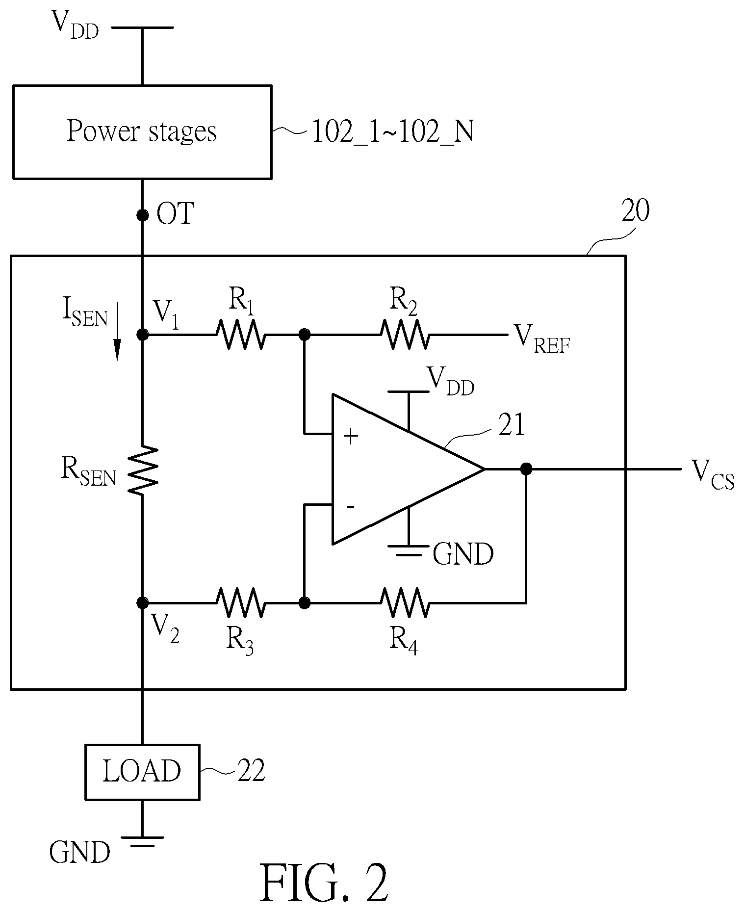 Patent US12395127 Figure 2 – Audio amplifier with feedback control