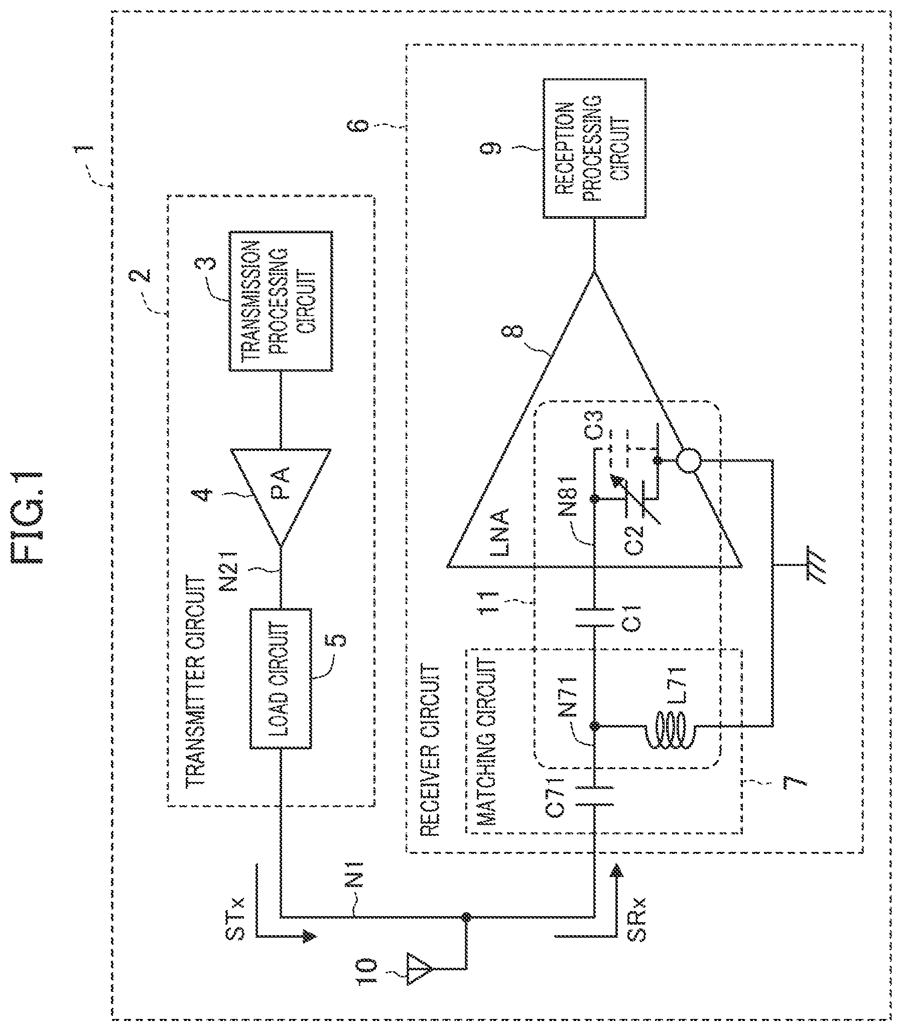 Patent US12395132 Figure 1 – Wireless communication circuit
