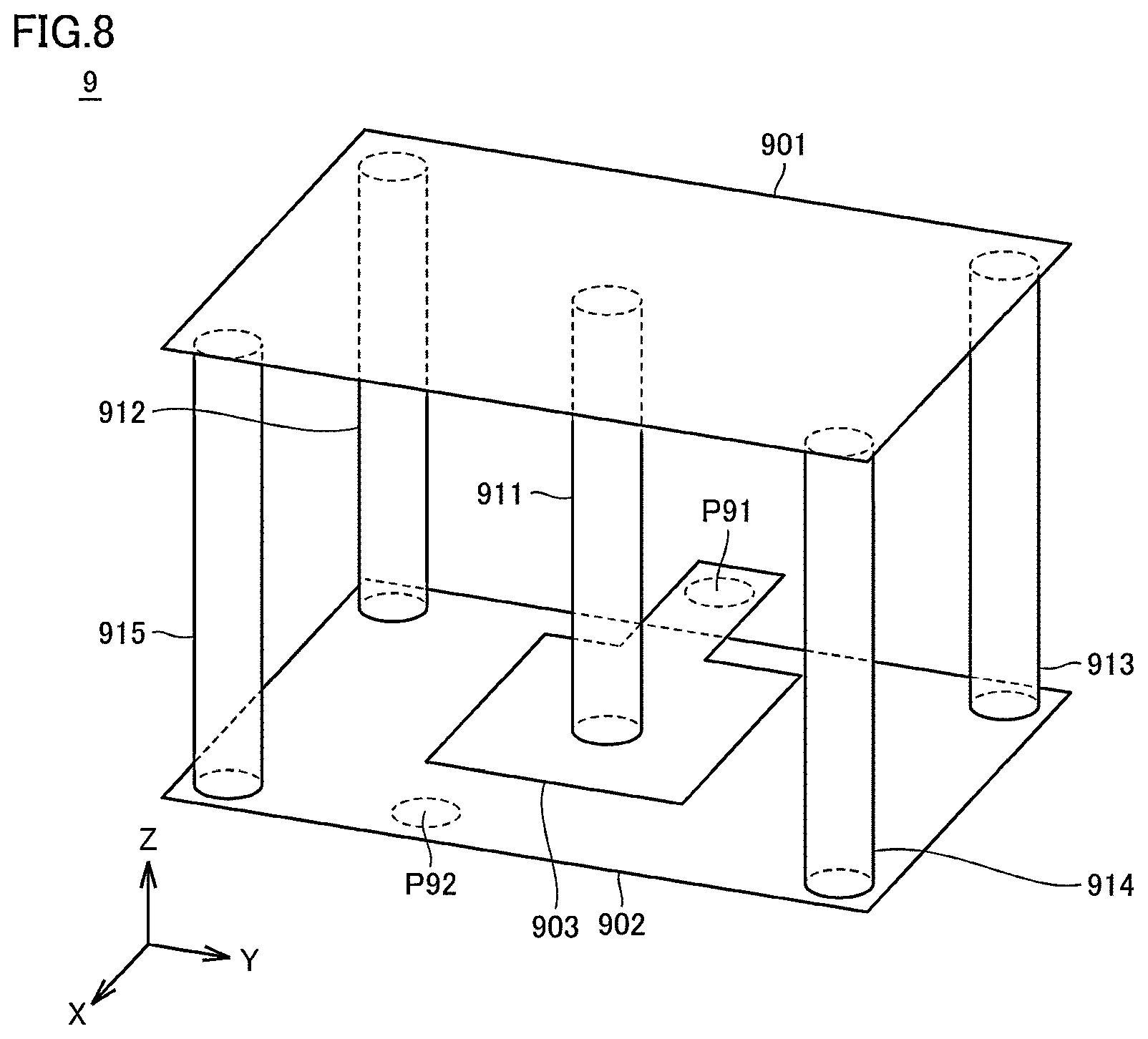 Patent US12395142 Figure 8 – Resonant device, filter, and module