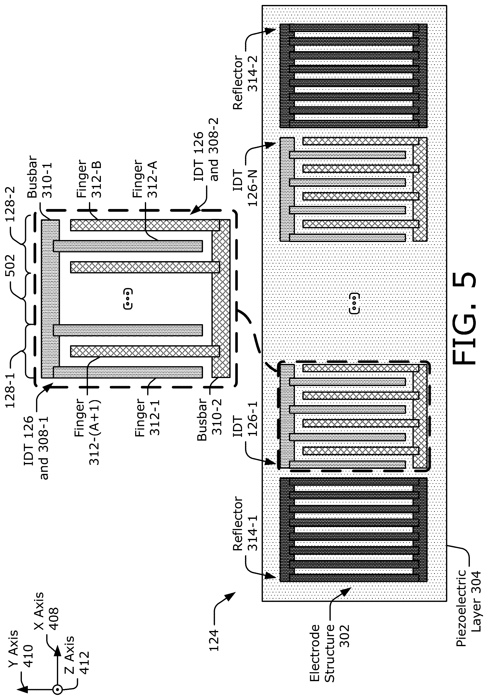 Patent US12395148 Figure 6 – Double-mode surface-acoustic-wave (DMS) filter having a transition region with a partly uniform geometric property