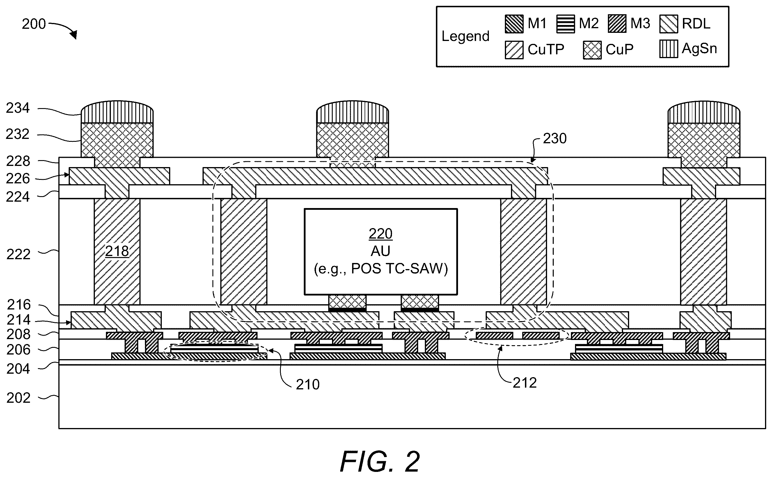 Patent US12395152 Figure 2 – Compact hybrid acoustic wave filter structure
