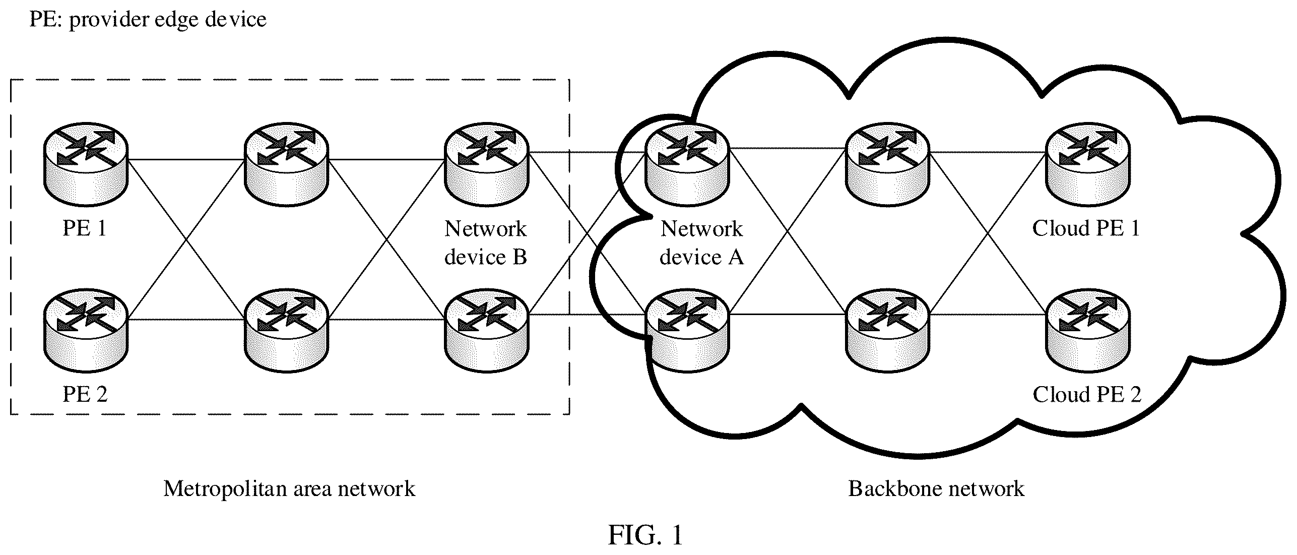 Patent US12395422 Figure 1 – Route advertisement method and related device