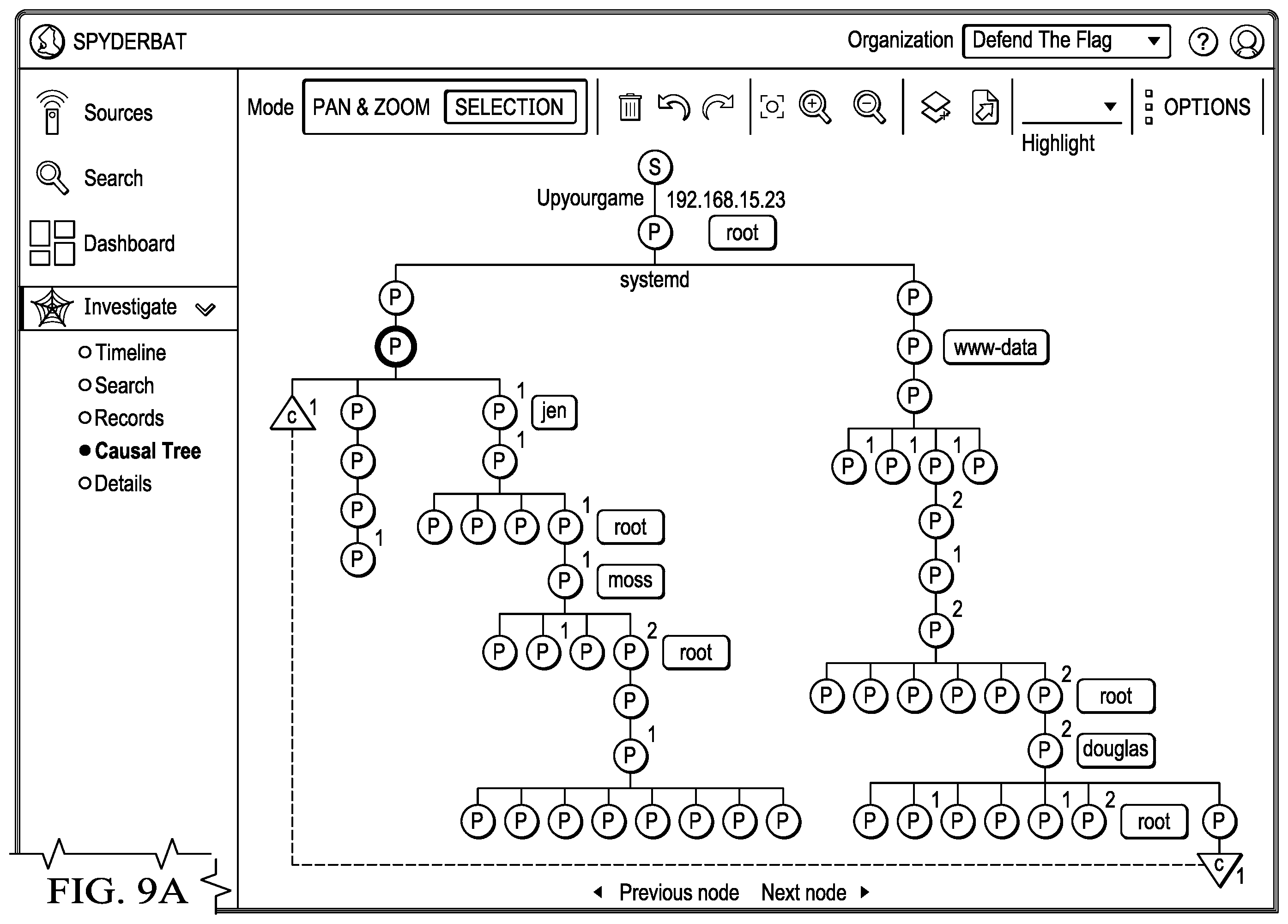 Patent US12395501 Figure 8 – Security event connectivity generated by linking enitities and actions from process tracking