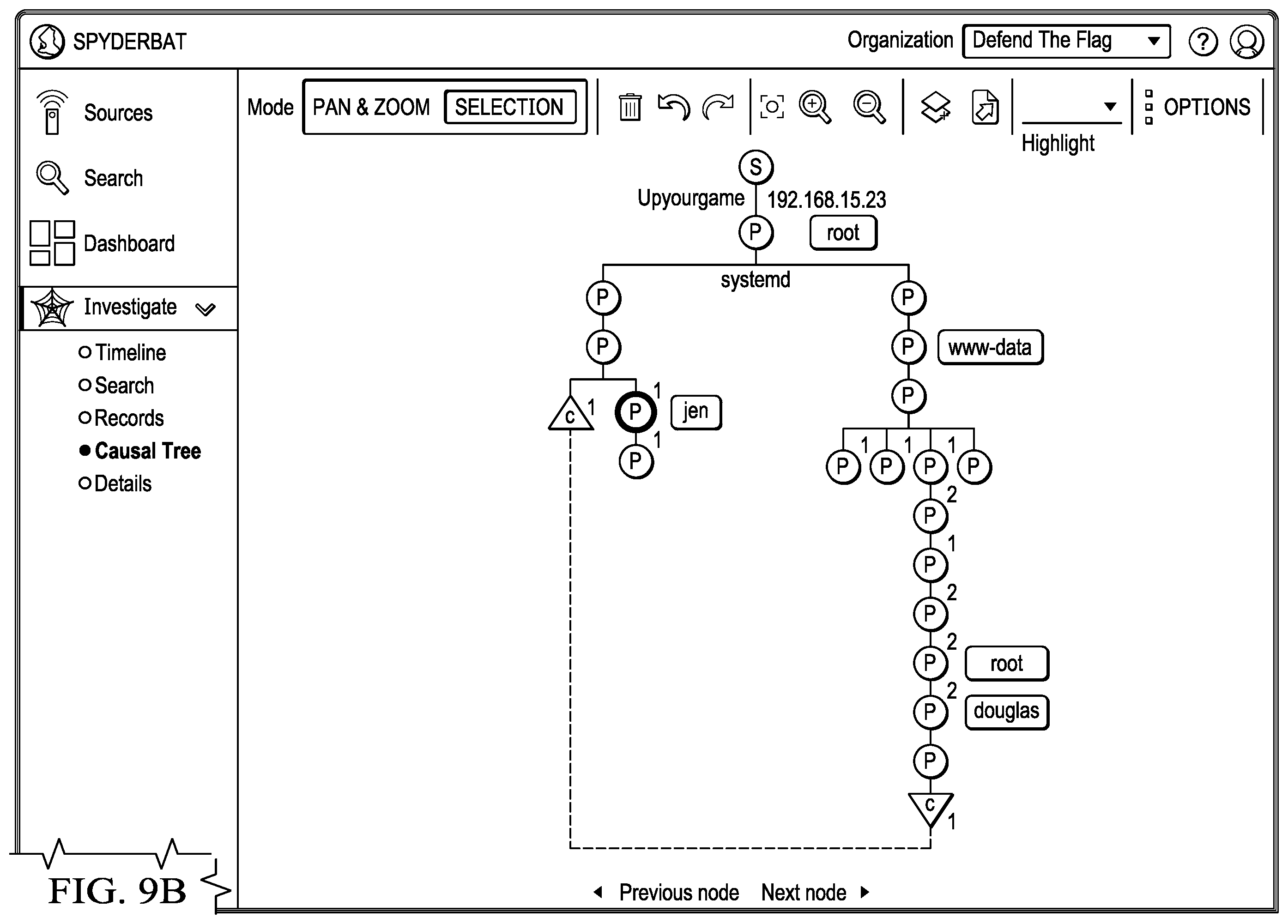 Patent US12395501 Figure 9 – Security event connectivity generated by linking enitities and actions from process tracking