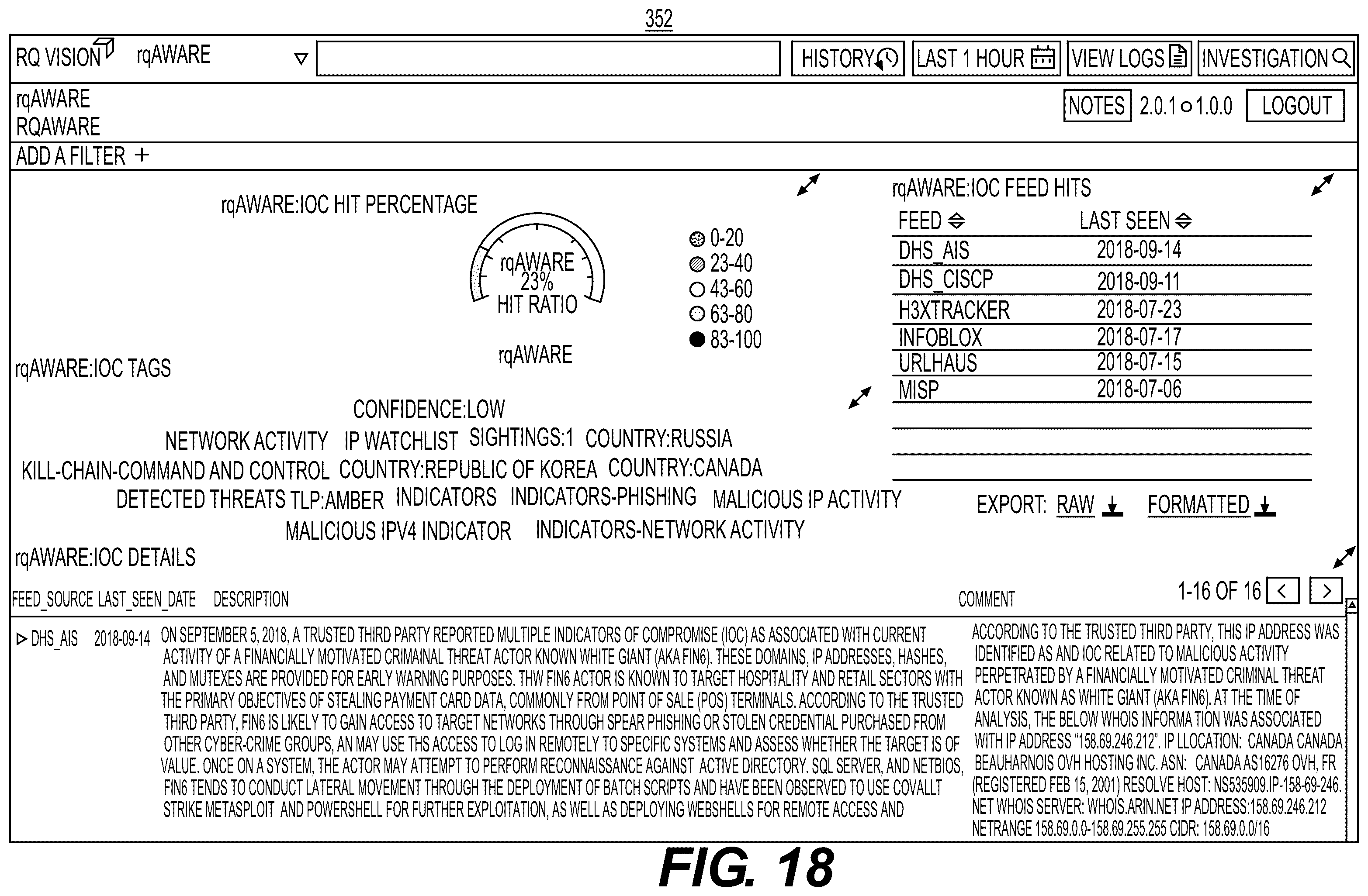 Patent US12395522 Figure 18 – Threat mitigation system and method