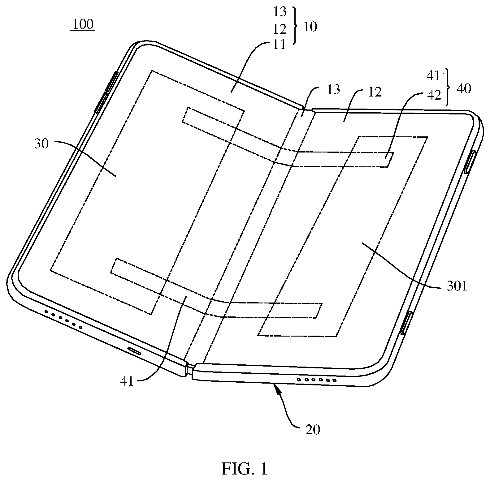 Patent US12395576 — Rotating mechanism, support apparatus, and electronic device — Figure 1
