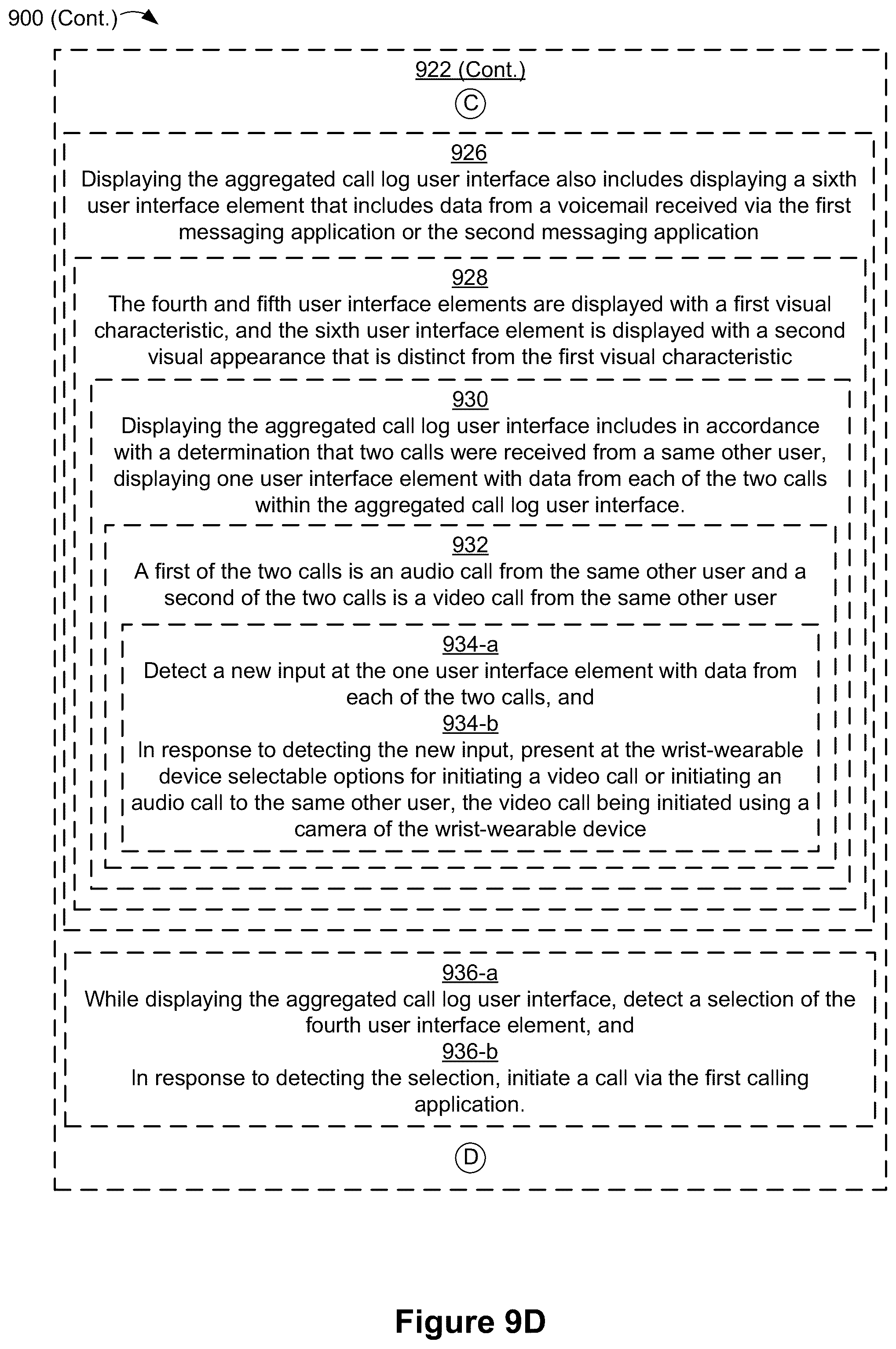 Patent US12395583 Figure 15 – Wrist-wearable devices for aggregating and guiding access to data from multiple different electronic messaging applications via a quickly-accessible communications-hub mode, and methods of use thereof