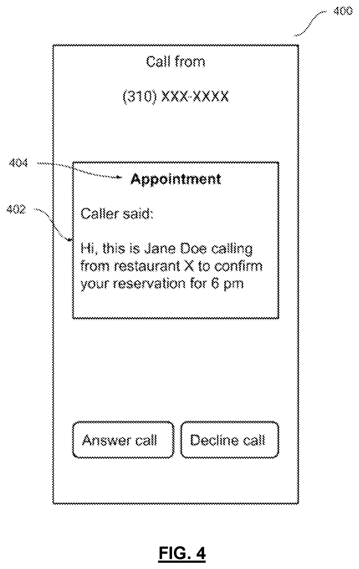 Patent US12395587 Figure 4 – Automatic call categorization and screening
