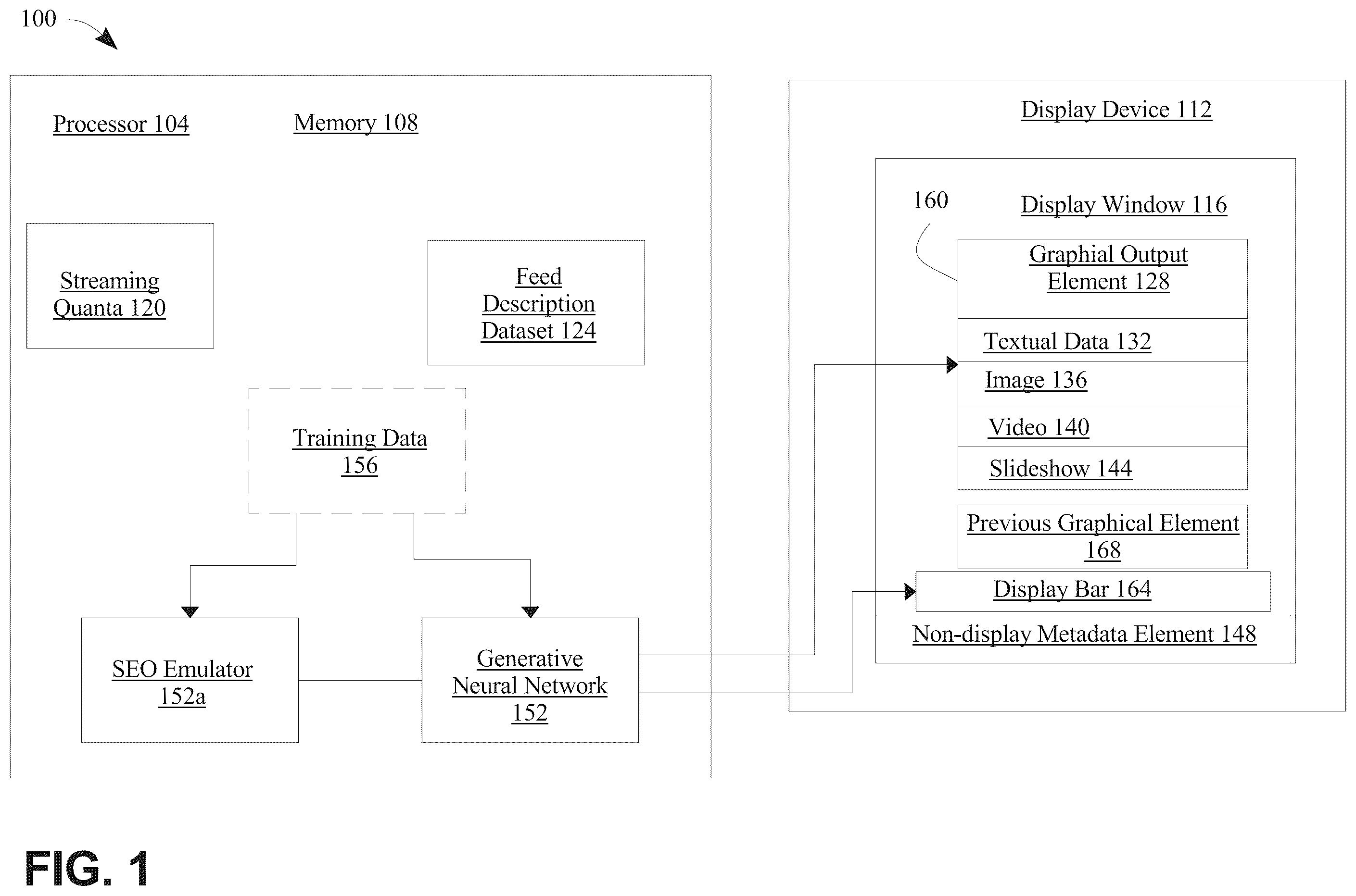 Patent US12395707 Figure 1 – Apparatus and method for generating a dynamically self-modifying graphical interface
