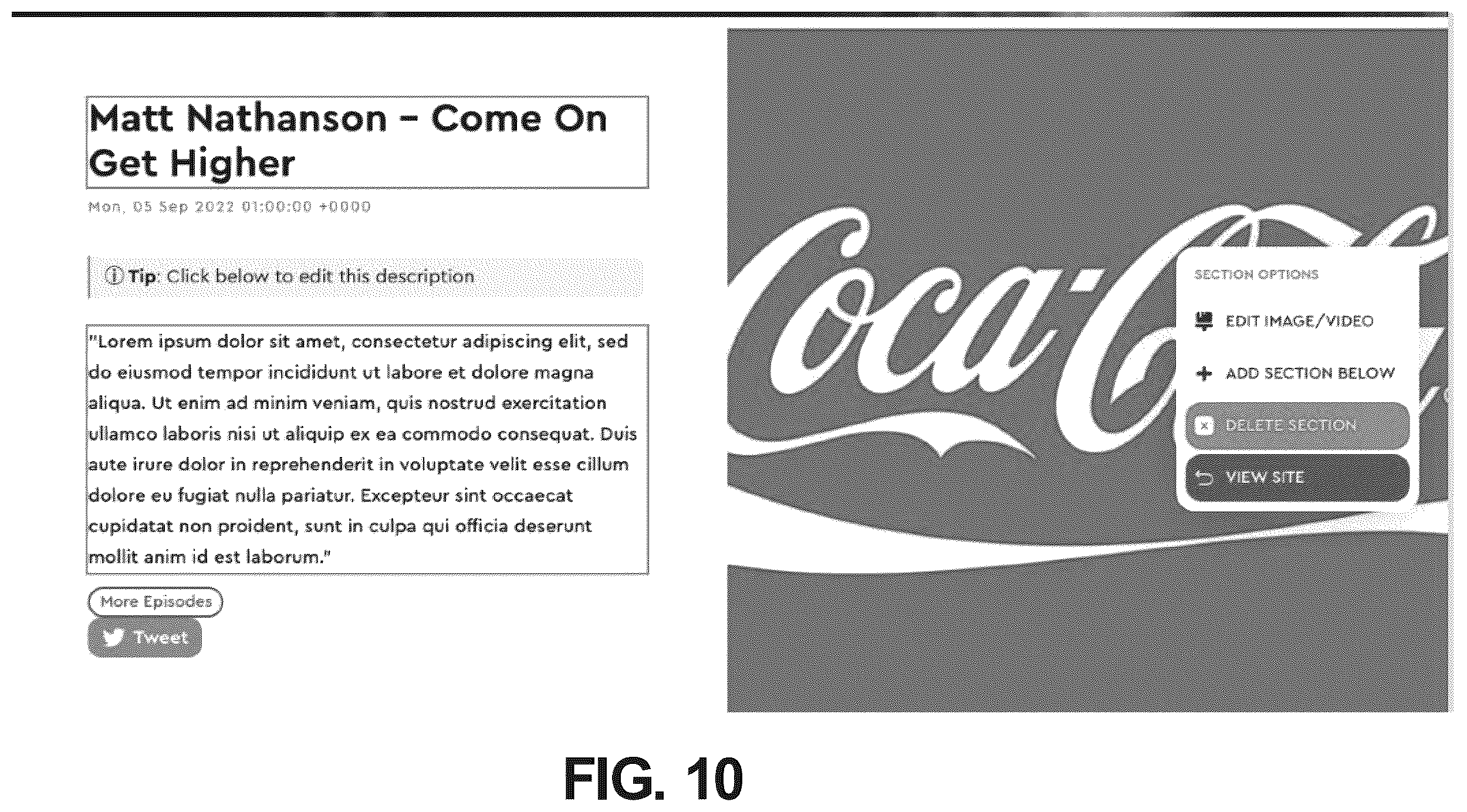Patent US12395707 Figure 10 – Apparatus and method for generating a dynamically self-modifying graphical interface
