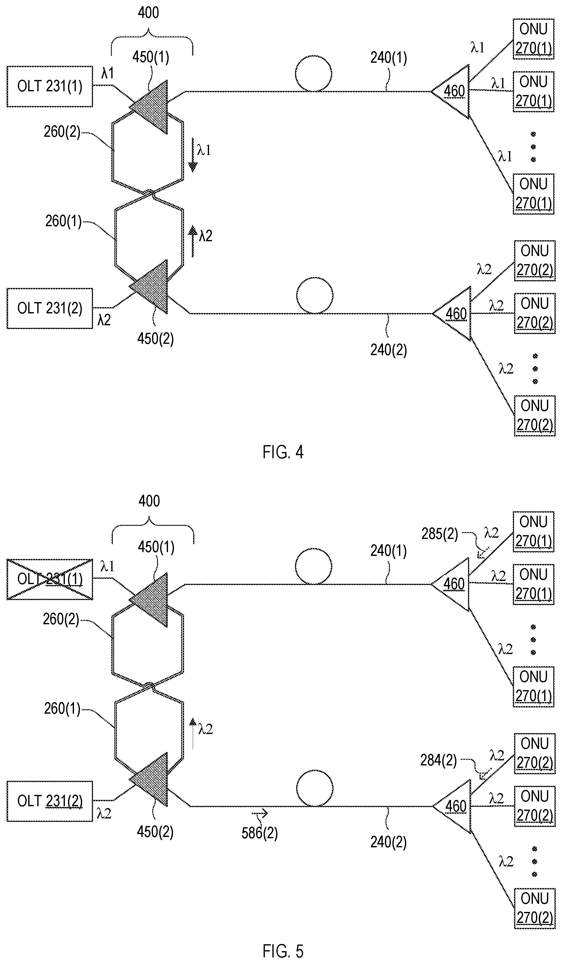 Patent US12395768 Figure 4 – Redundancy links, resiliency architectures, and protection methods for passive optical networks