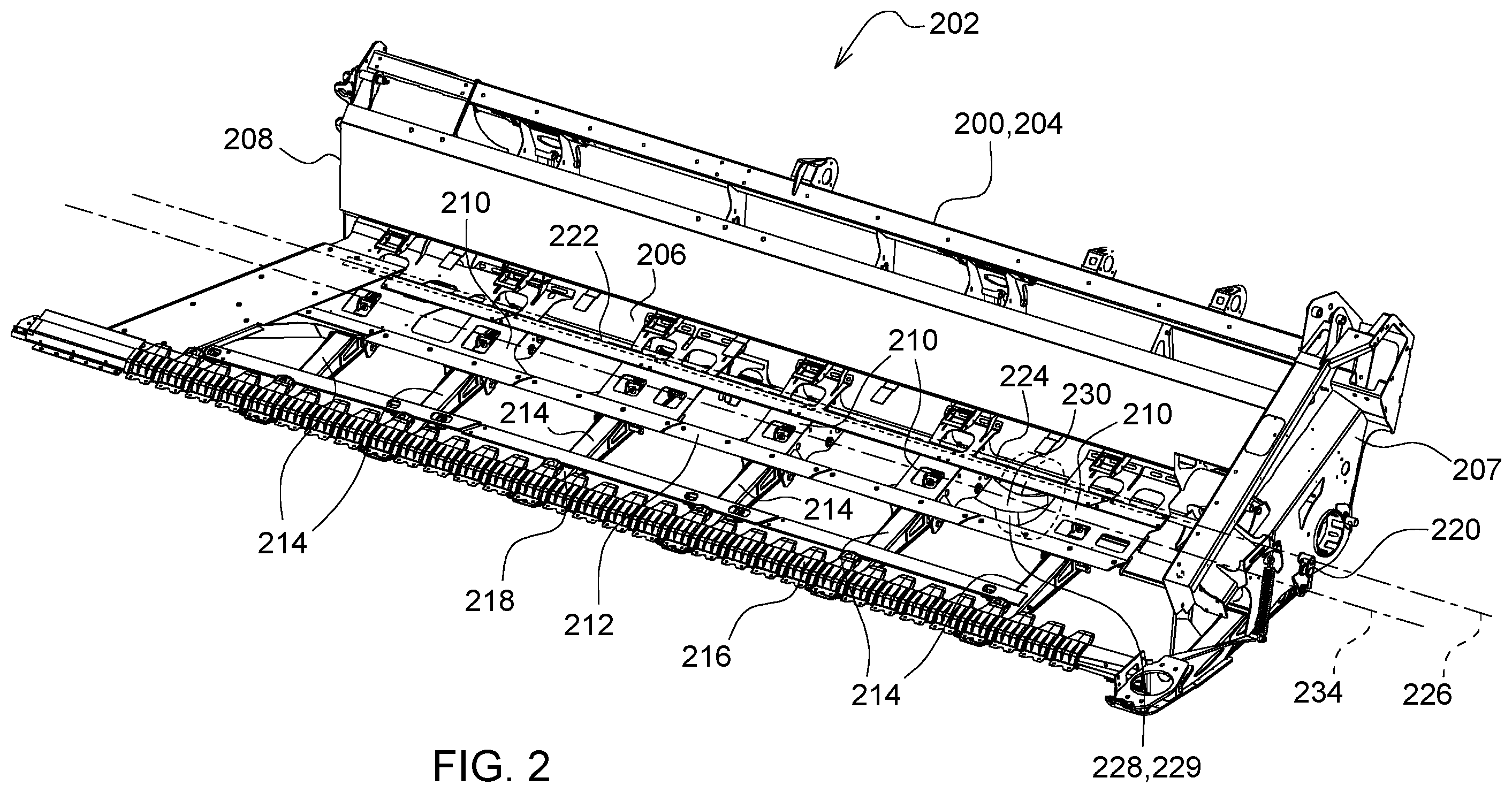Patent US12396387 Figure 2 – Automated lockout system for header