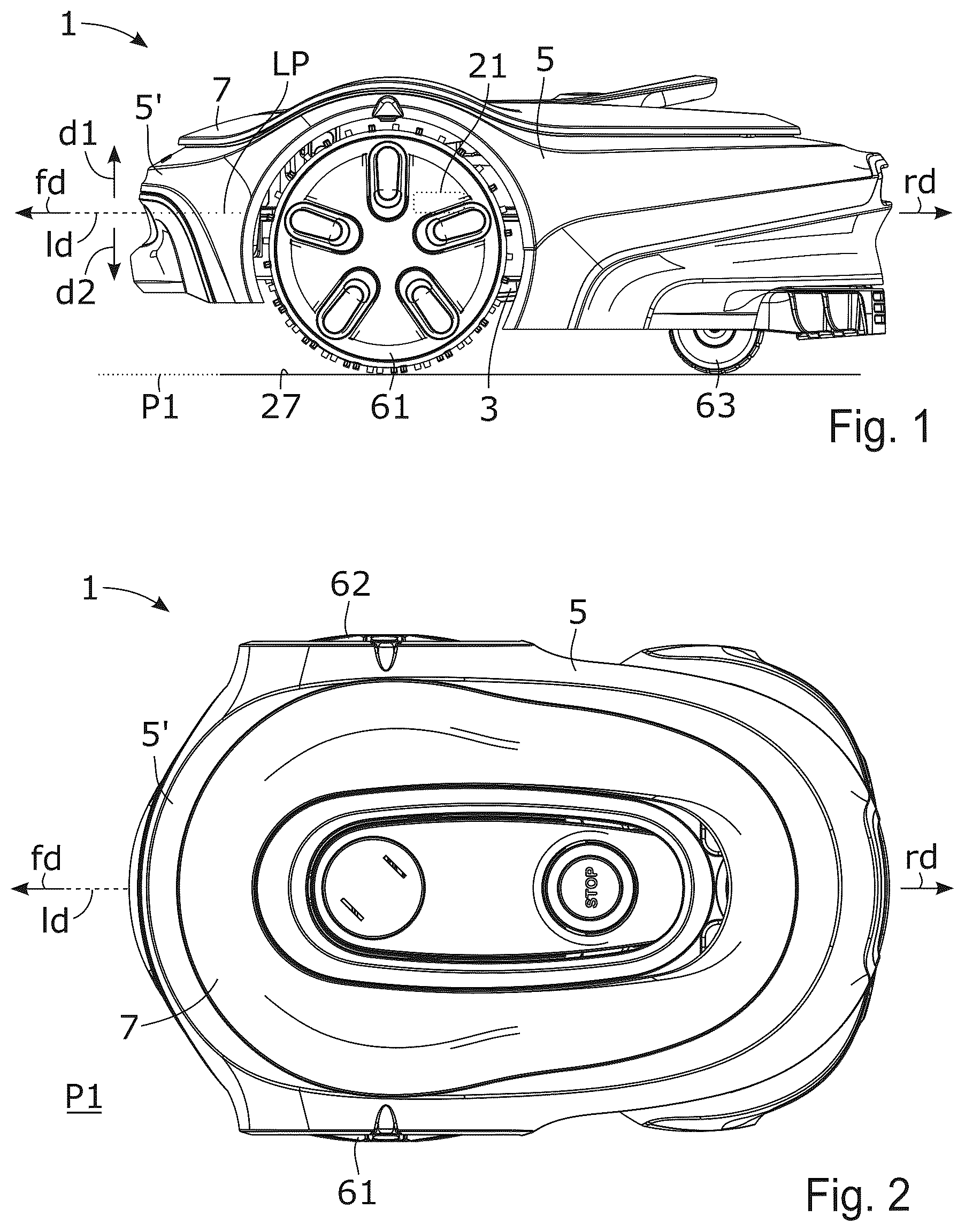 Patent US12396390 Figure 1 – Self-propelled robotic work tool