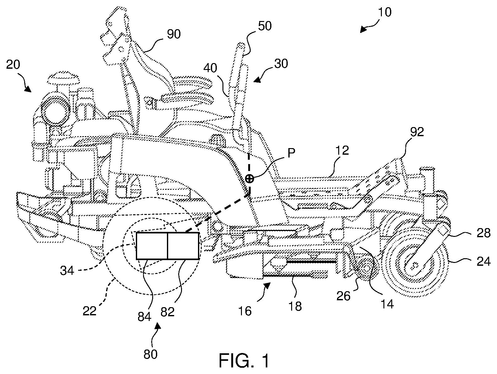 Patent US12396391 Figure 1 – Control grip shape for zero-turn mower, control grip for zero-turn lawnmower, and lawnmower