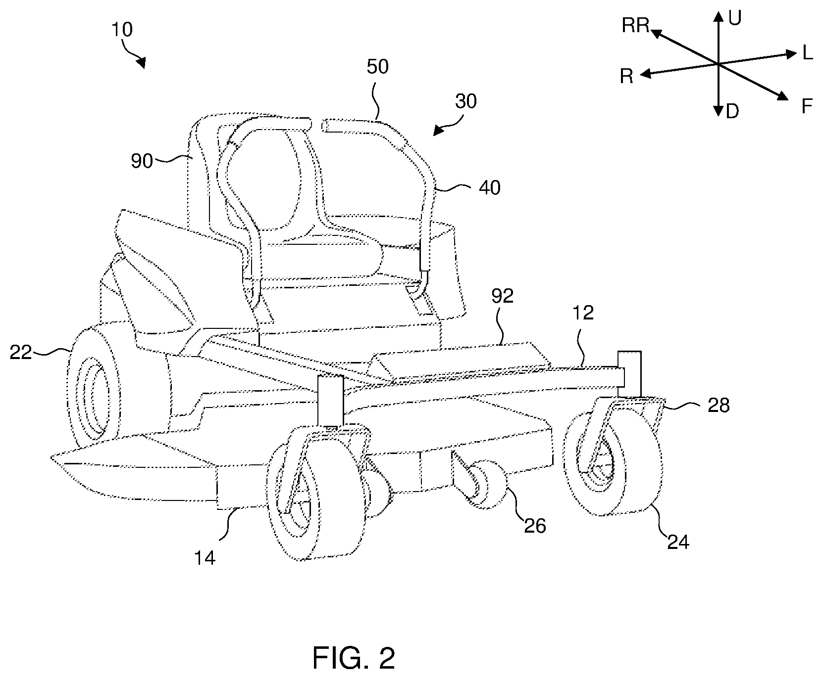Patent US12396391 Figure 2 – Control grip shape for zero-turn mower, control grip for zero-turn lawnmower, and lawnmower