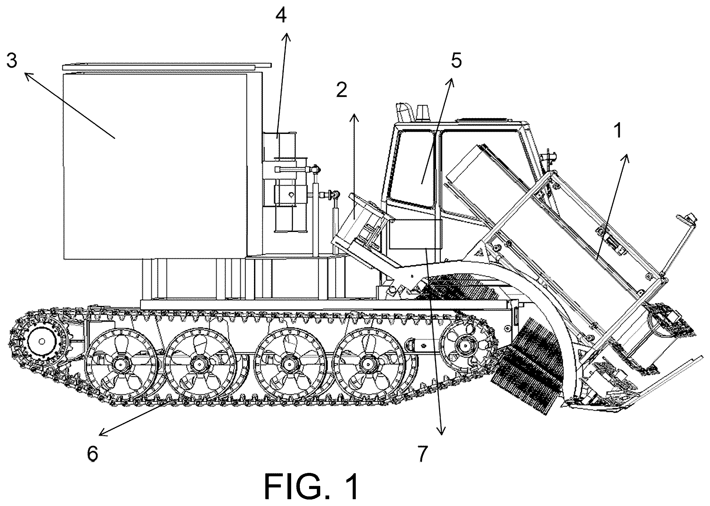 Patent US12396396 — Upstanding clamping longitudinal conveyor system for whole-stem reed harvesting, method, and harvester — Figure 1